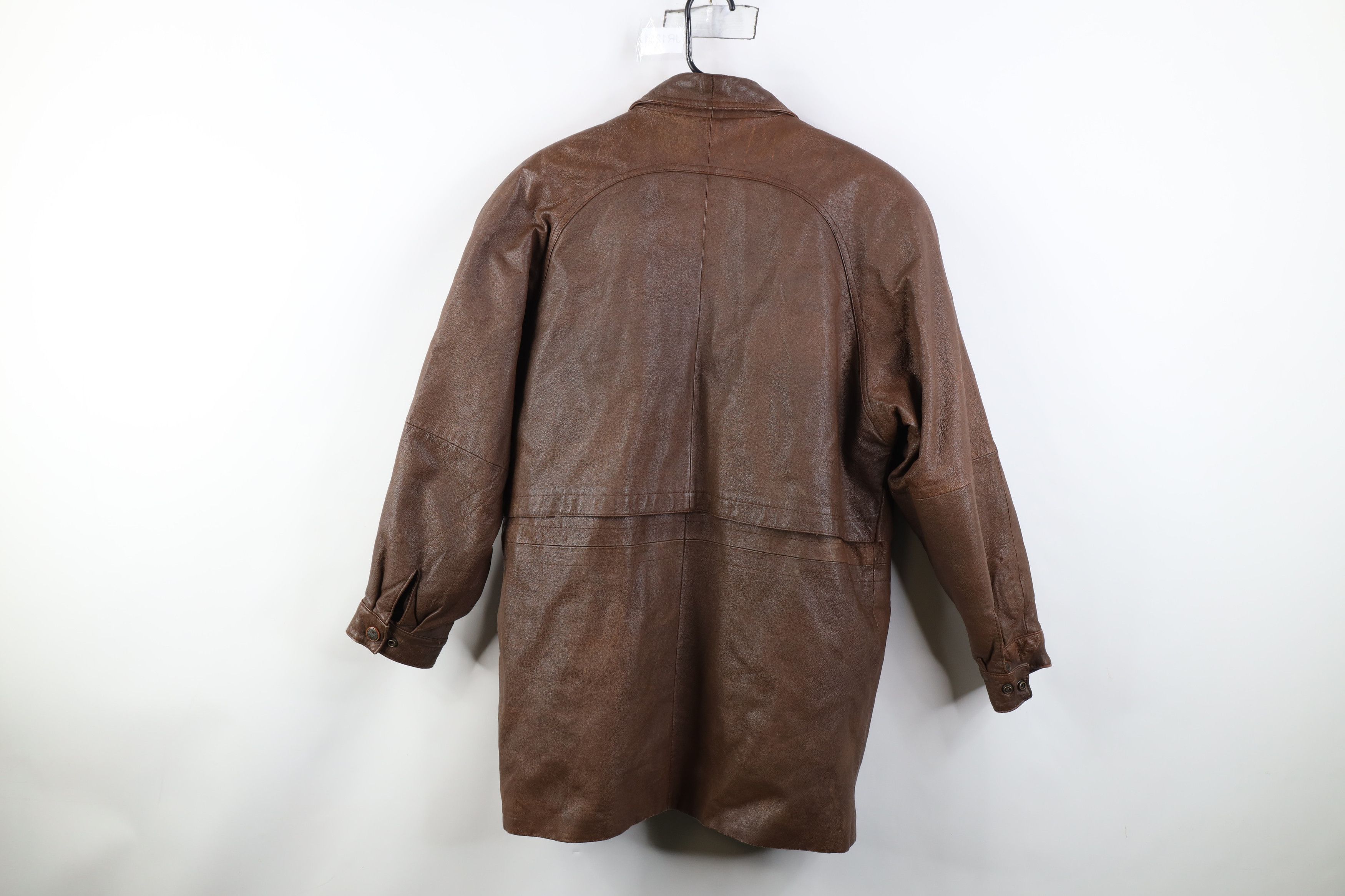 Vintage Vintage 90s Streetwear Leather Lined Jacket Coat Brown Size M / US 6-8 / IT 42-44 - 14 Thumbnail
