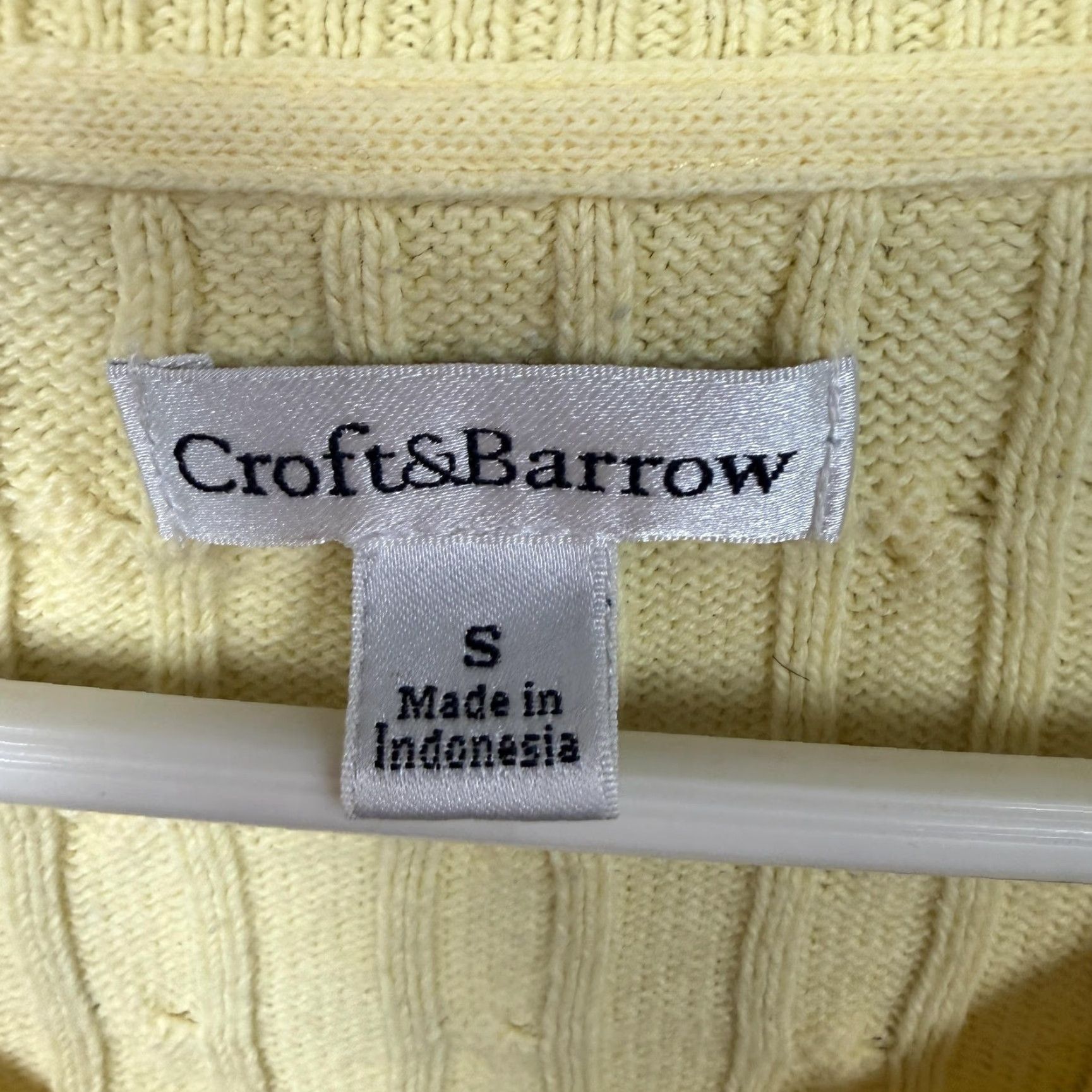 Croft & Barrow Croft & Barrow Sweater Womens S Yellow Cable Knit V-Neck Preppy Pastel Cozy Knit Pullover Casual Size S / US 4 / IT 40 - 5 Thumbnail