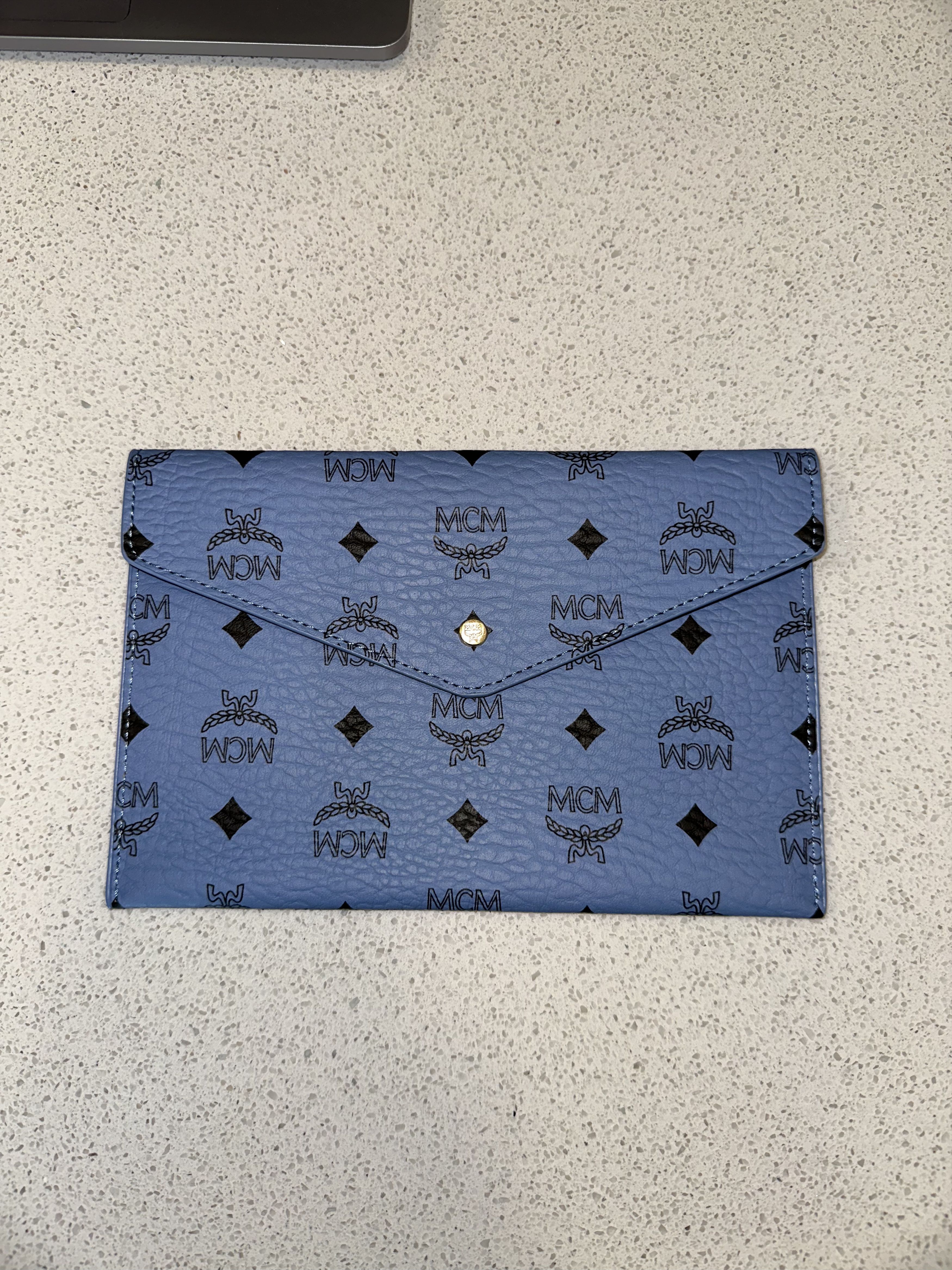 MCM MCM Leather Envelope Clutch Blue Visetos Size ONE SIZE - 1 Thumbnail