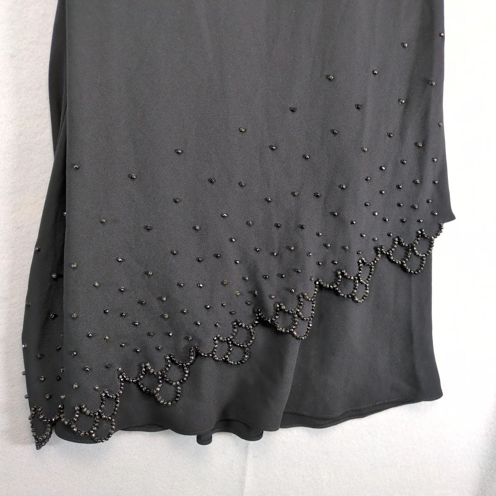 Vintage SL Fashions Black Asymmetric Beads Cocktail Evening Dress 10 Size L / US 10 / IT 46 - 10 Thumbnail