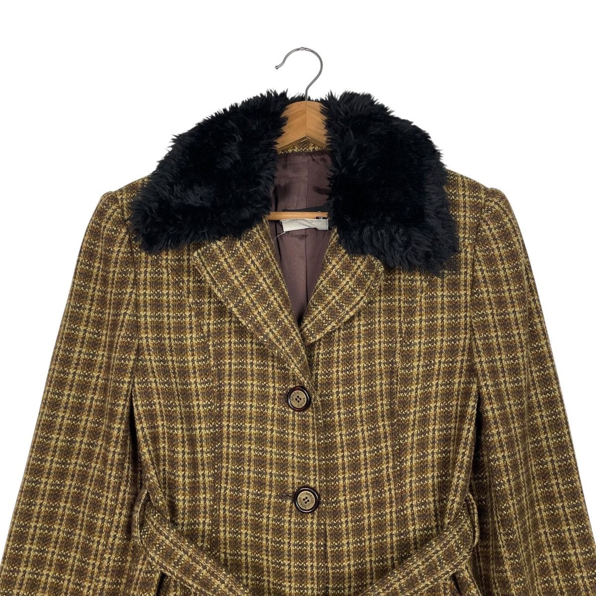 Other Spazio Jeans Plaid Wool Fur Jacket Size M / US 6-8 / IT 42-44 - 2 Thumbnail