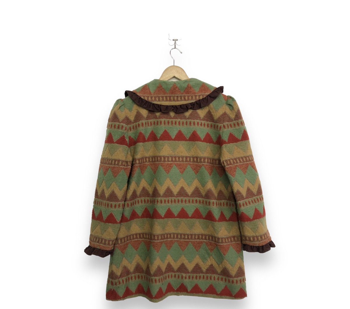 Japanese Brand Femminino Prisco Motive Stripe Design Wool Outer Jacket Size XS / US 0-2 / IT 36-38 - 2 Thumbnail