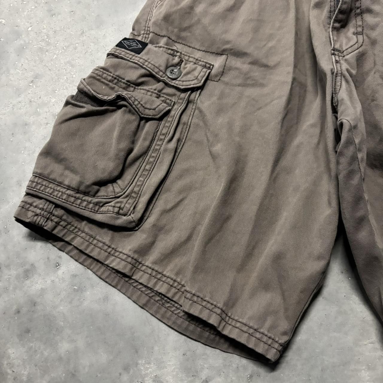 Japanese Brand × Vintage Crazy Vintage Y2K/2000s Baggy Faded Brown Skater Cargo Shorts! Size US 38 / EU 54 - 3 Thumbnail