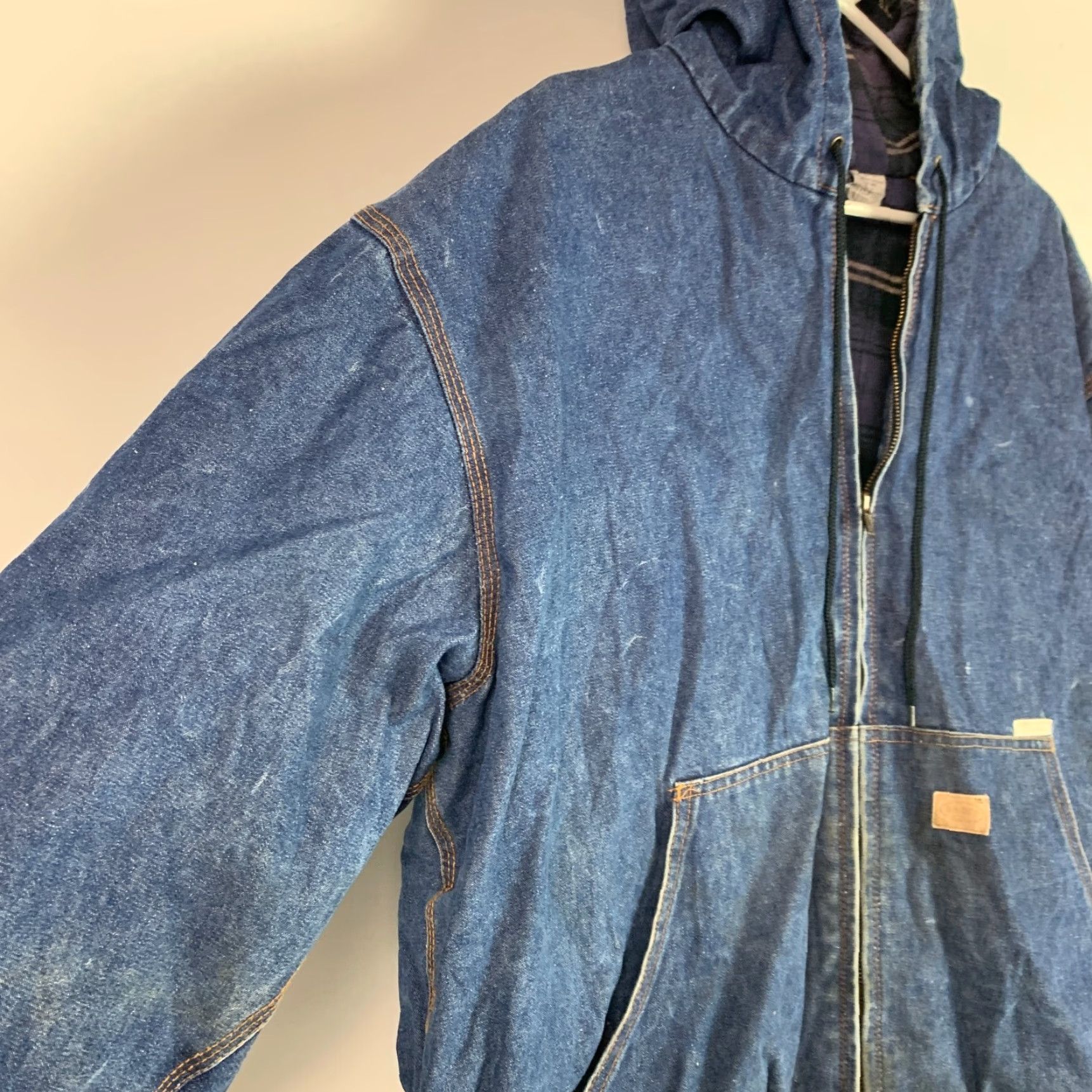 Denime VINTAGE Rasco Noburn Plaid Lined Denim Fire Retardent Full Zip Work Chore Jacket 2XLT Blue Jacket Mens 2XLT Size US XXL / EU 58 / 5 - 2 Thumbnail