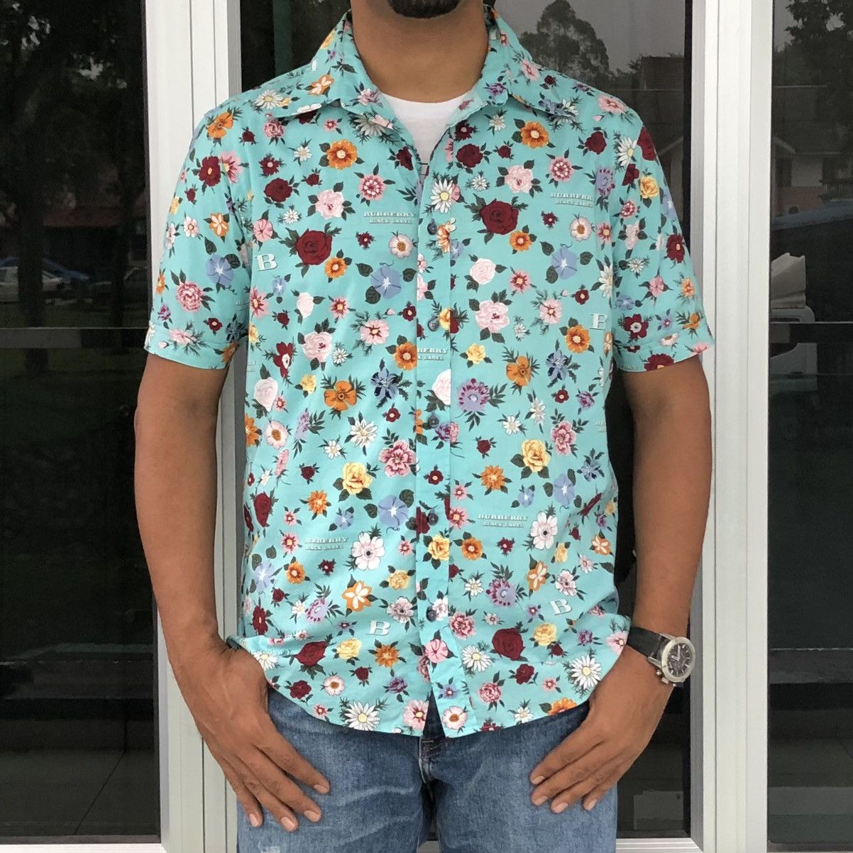 Burberry Burberry Black Label Flower Printed Short Sleeve Shirt Size US M / EU 48-50 / 2 - 13 Thumbnail