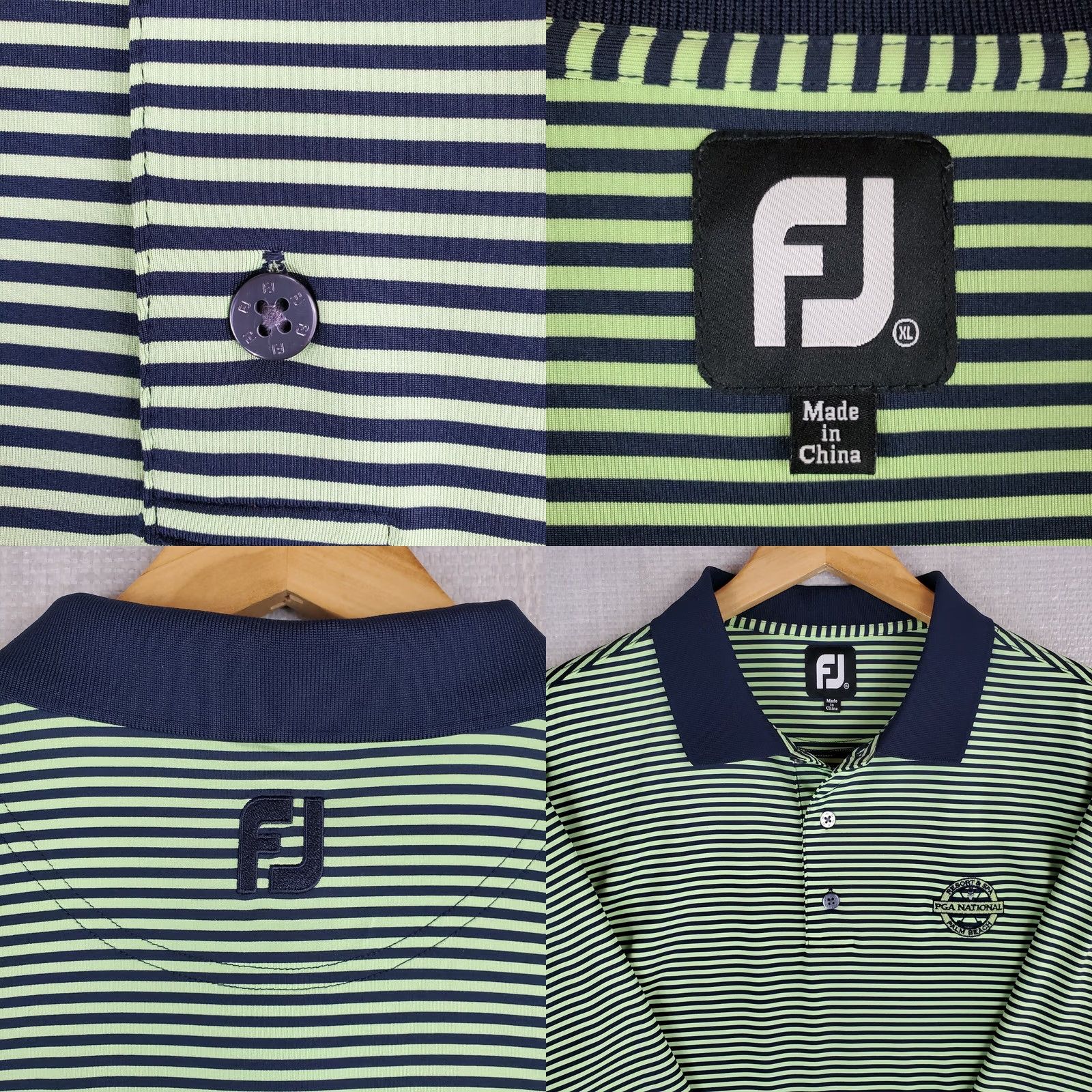 Footjoy FOOTJOY PGA NATIONAL Polo Shirt Size XL Mens Green/Blue Striped Performance Size US XL / EU 56 / 4 - 8 Thumbnail