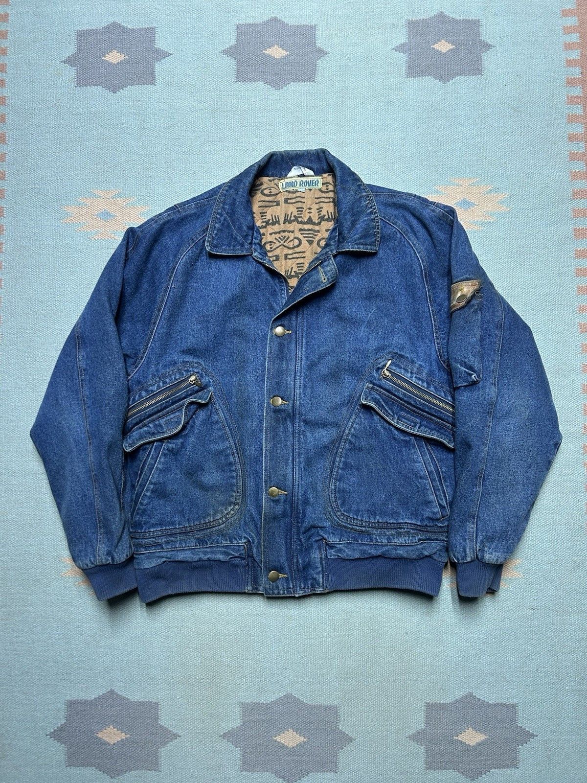 Vintage Vtg Land Rover denim bomber jacket heavyweight medium Size US M / EU 48-50 / 2 - 1 Thumbnail
