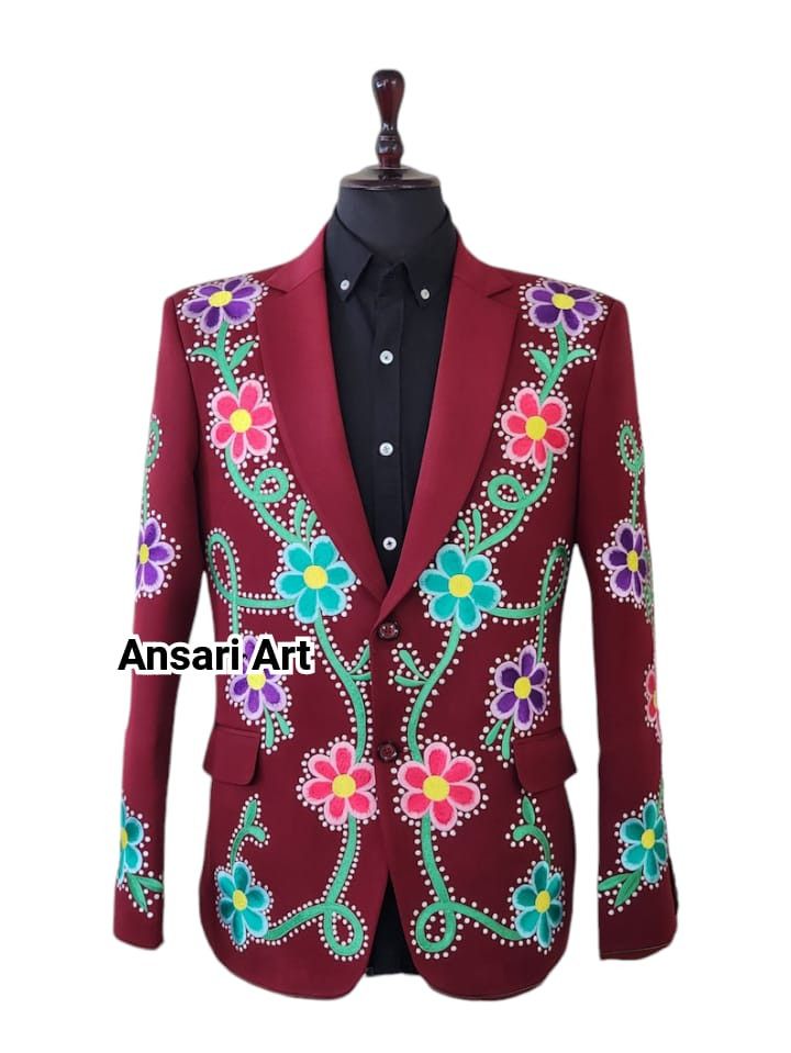 Other Men 2PC Customized floral embroidery western prom outfit Size 46S - 1 Thumbnail