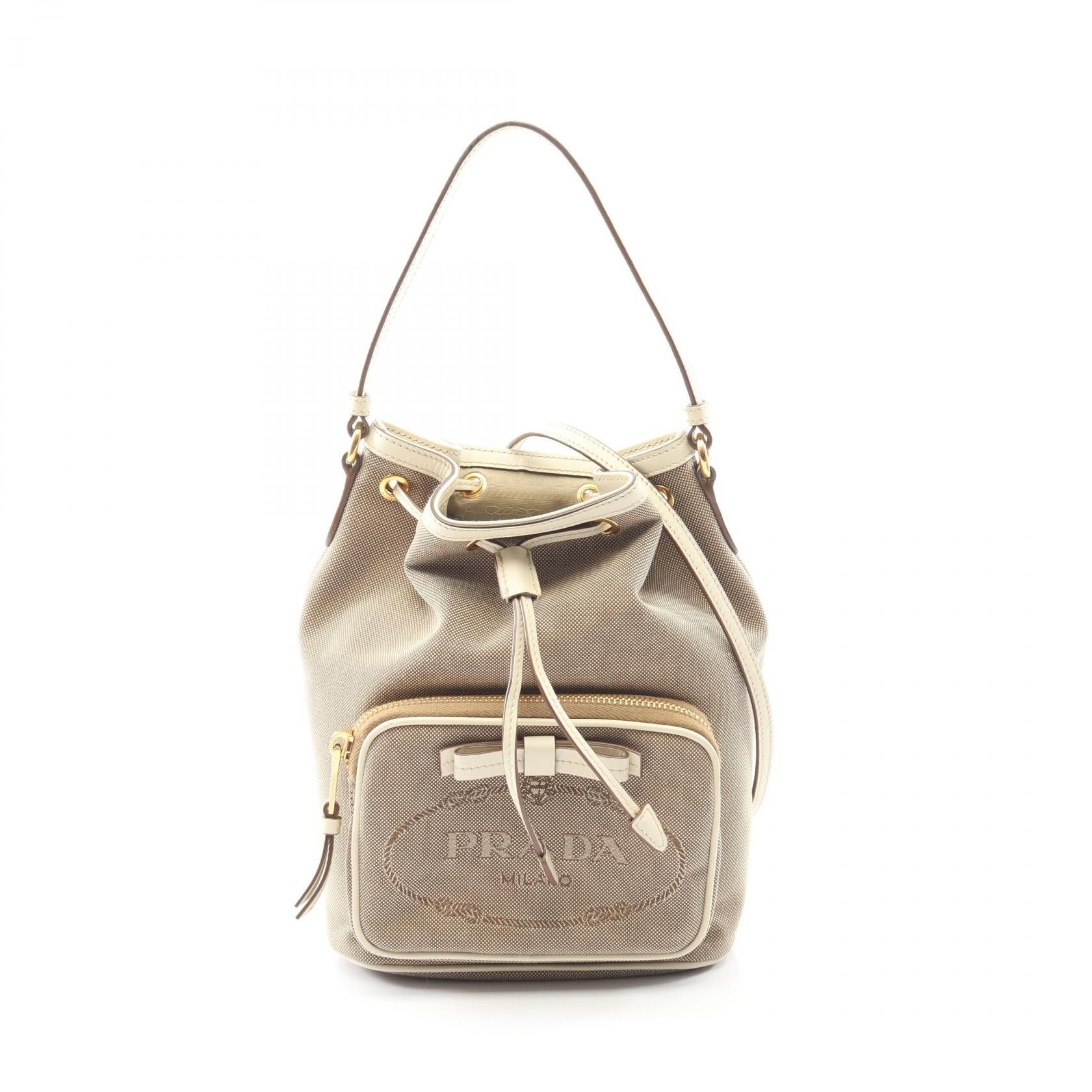 Prada Prada Prada Logo Jacquard Canvas Leather Handbag Textile Handbag DUTY FREE for USA Size ONE SIZE - 1 Thumbnail