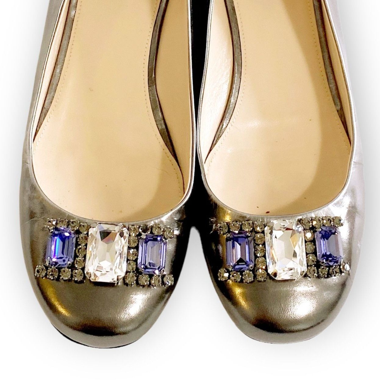Prada Prada Pewter Metallic leather Jeweled flats, size 38.5 EU Size US 8.5 / IT 38.5 - 9 Thumbnail