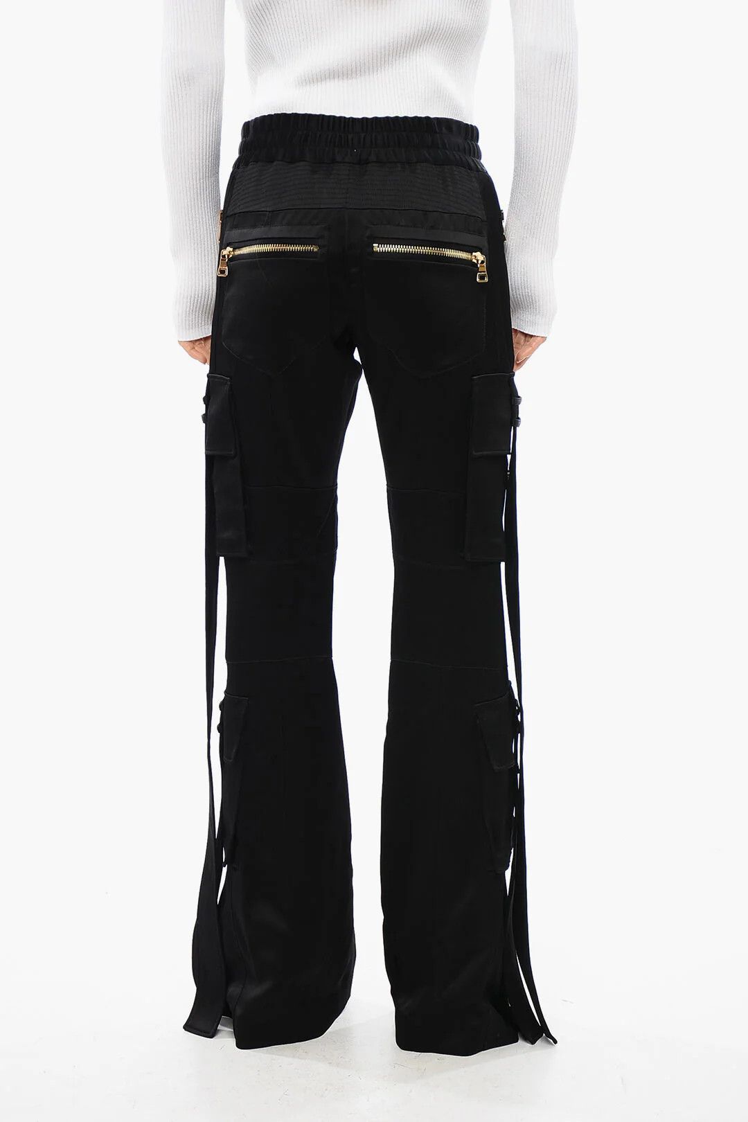 Balmain og1mm0326 Satin Cargo Pant in Black Size 38" / US 16 / IT 52 - 2 Thumbnail