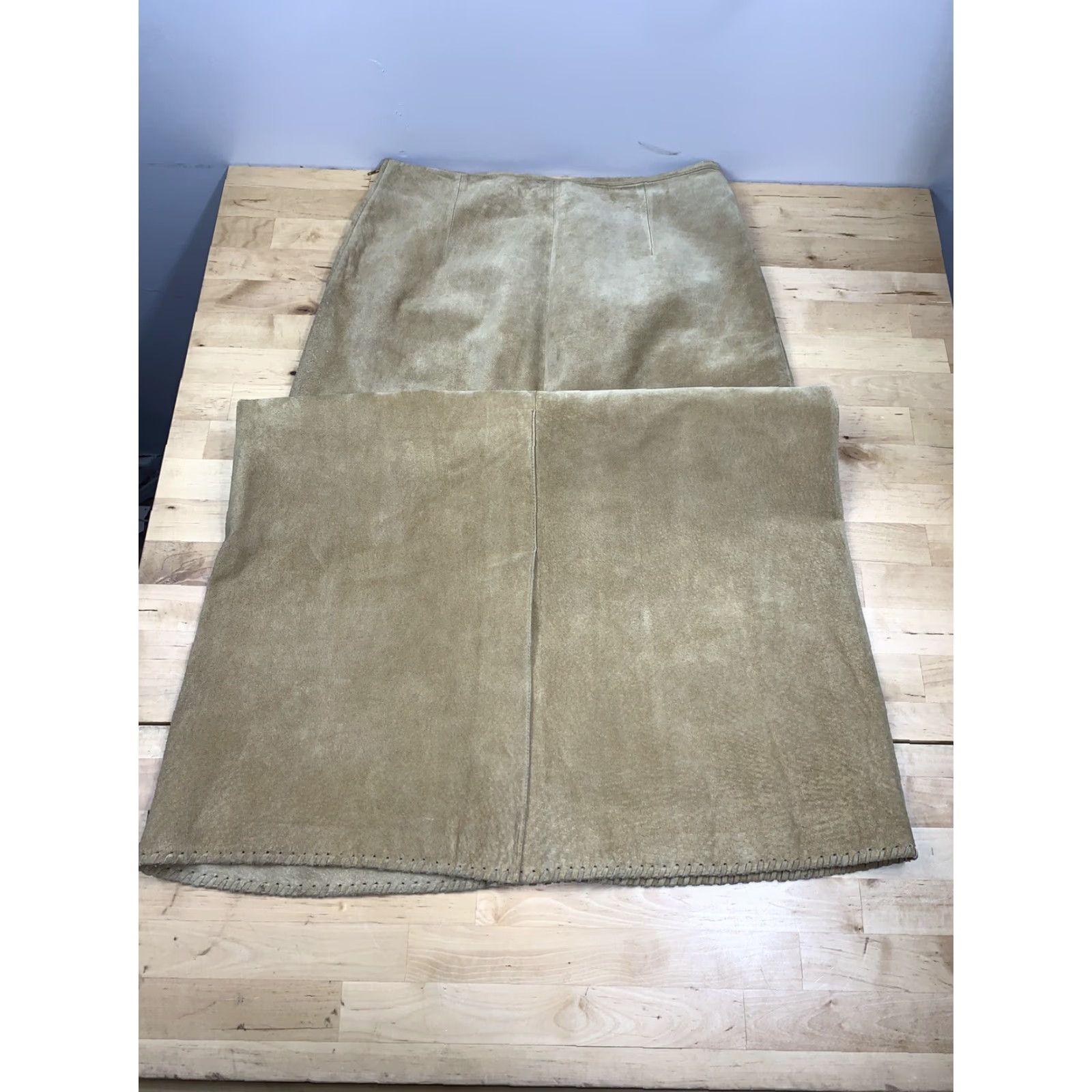 Vintage Marsh Landing Skirt A-Line Leather Beige Tan Long 10 Womens Vintage No Size 32" / US 10 / IT 46 - 4 Thumbnail