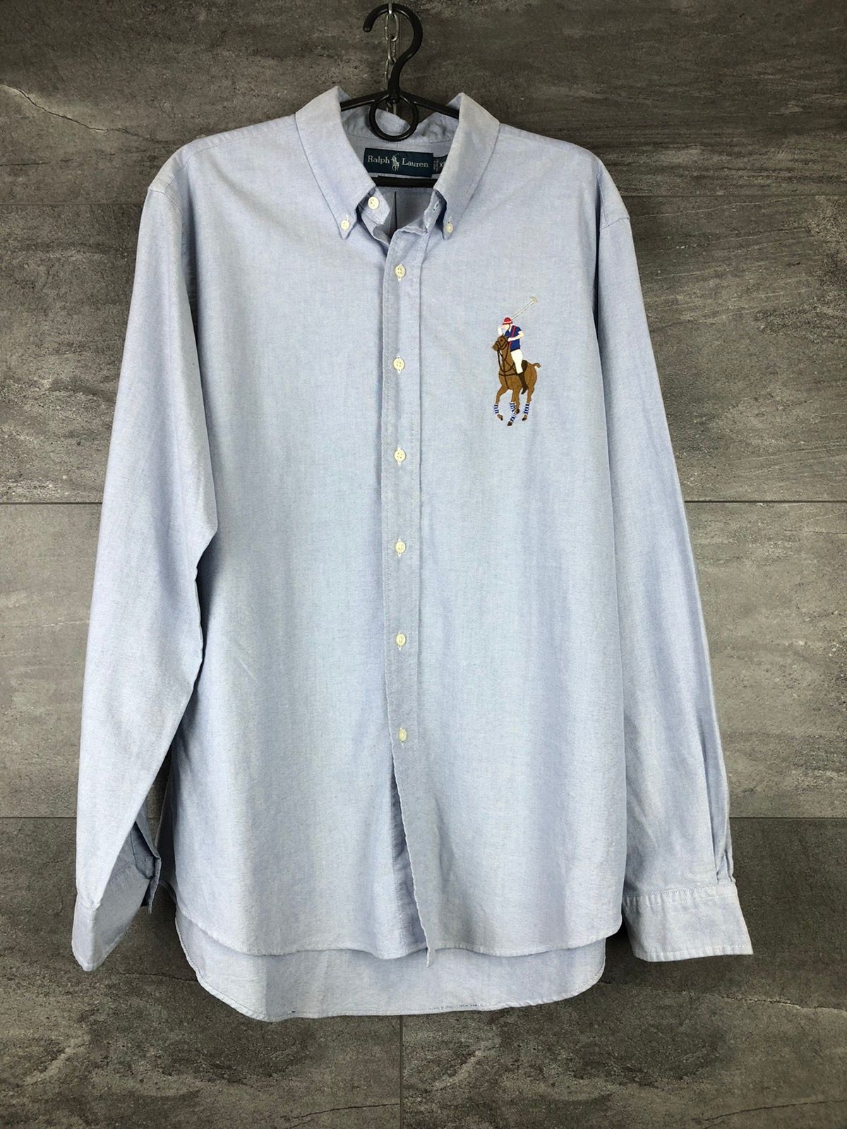 Pre-owned Polo Ralph Lauren T Big Pony Men's Longsleeve Shirt Button Up In Blue