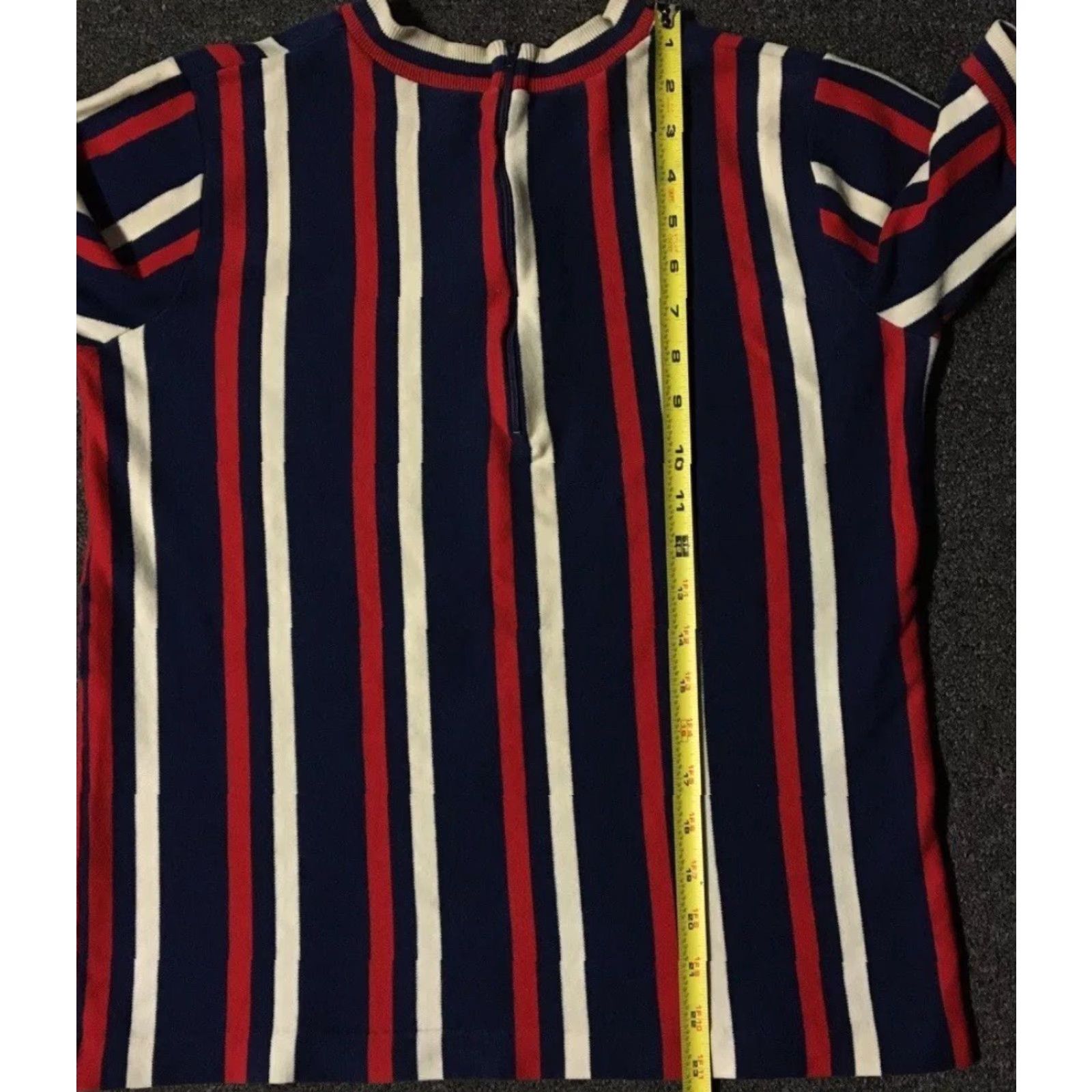 Vintage VINTAGE Punk Shirt Womens L Blue Striped AOP Grunge 70s 80s Surf Skate Beach Vaporwave Zip T-Shirt Size L / US 10 / IT 46 - 8 Thumbnail