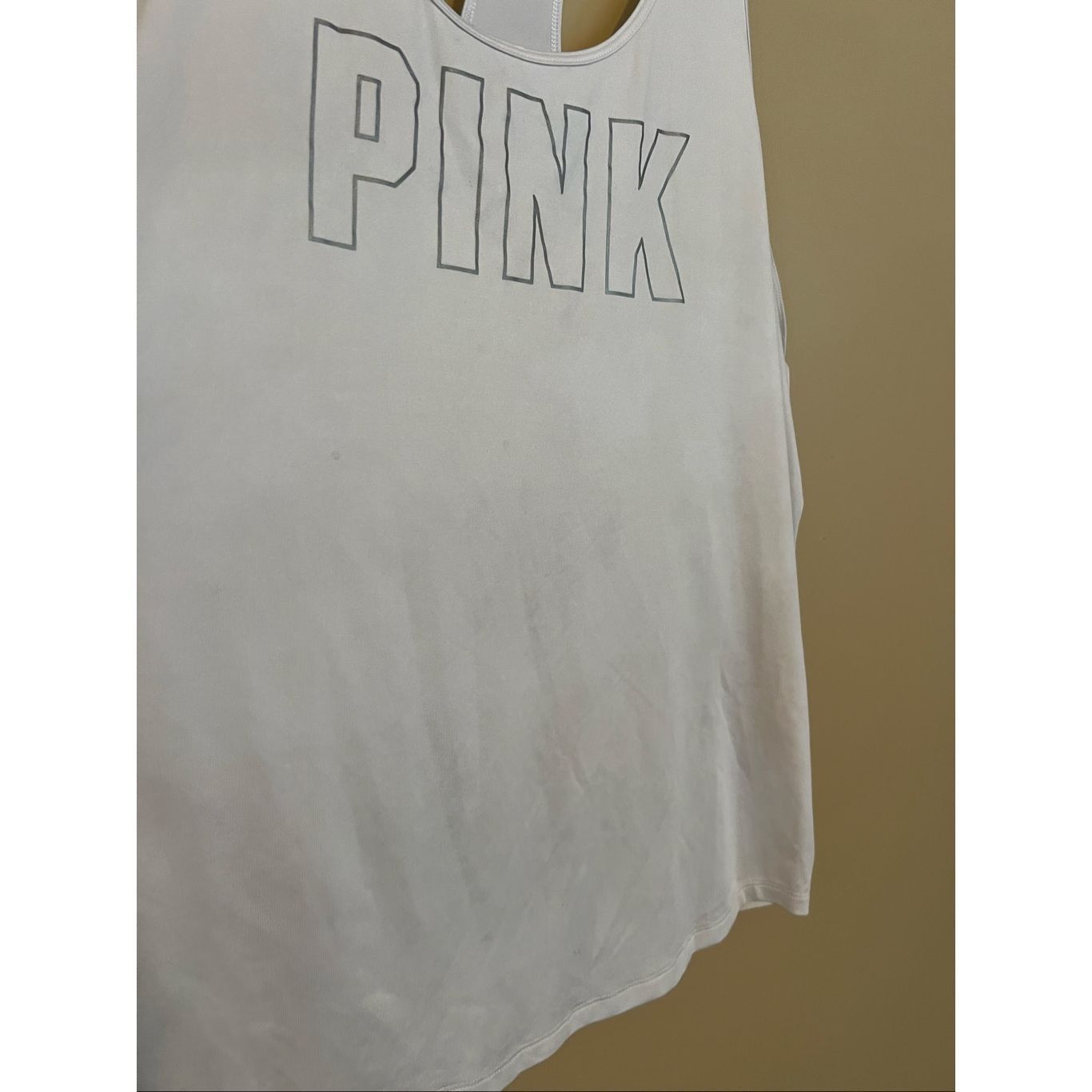 Pink PINK Active By Victoria’s Secret White Tank Top Woman’s Larg Size L / US 10 / IT 46 - 3 Thumbnail