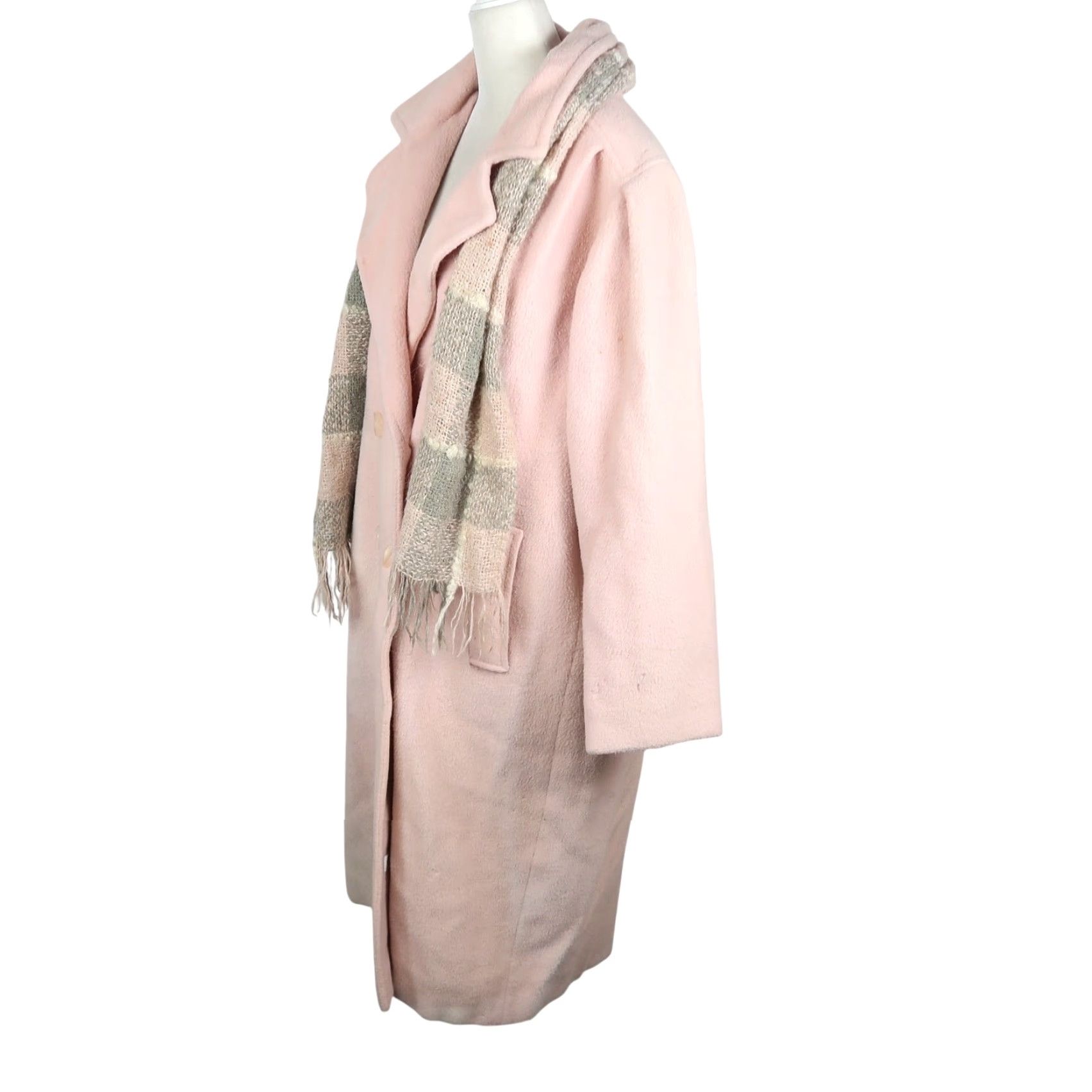 Pinko VINTAGE Freddi-Gail Light Pink Wool Coat Mid-Length Overcoat Women L Vintage 80s Size L / US 10 / IT 46 - 3 Thumbnail