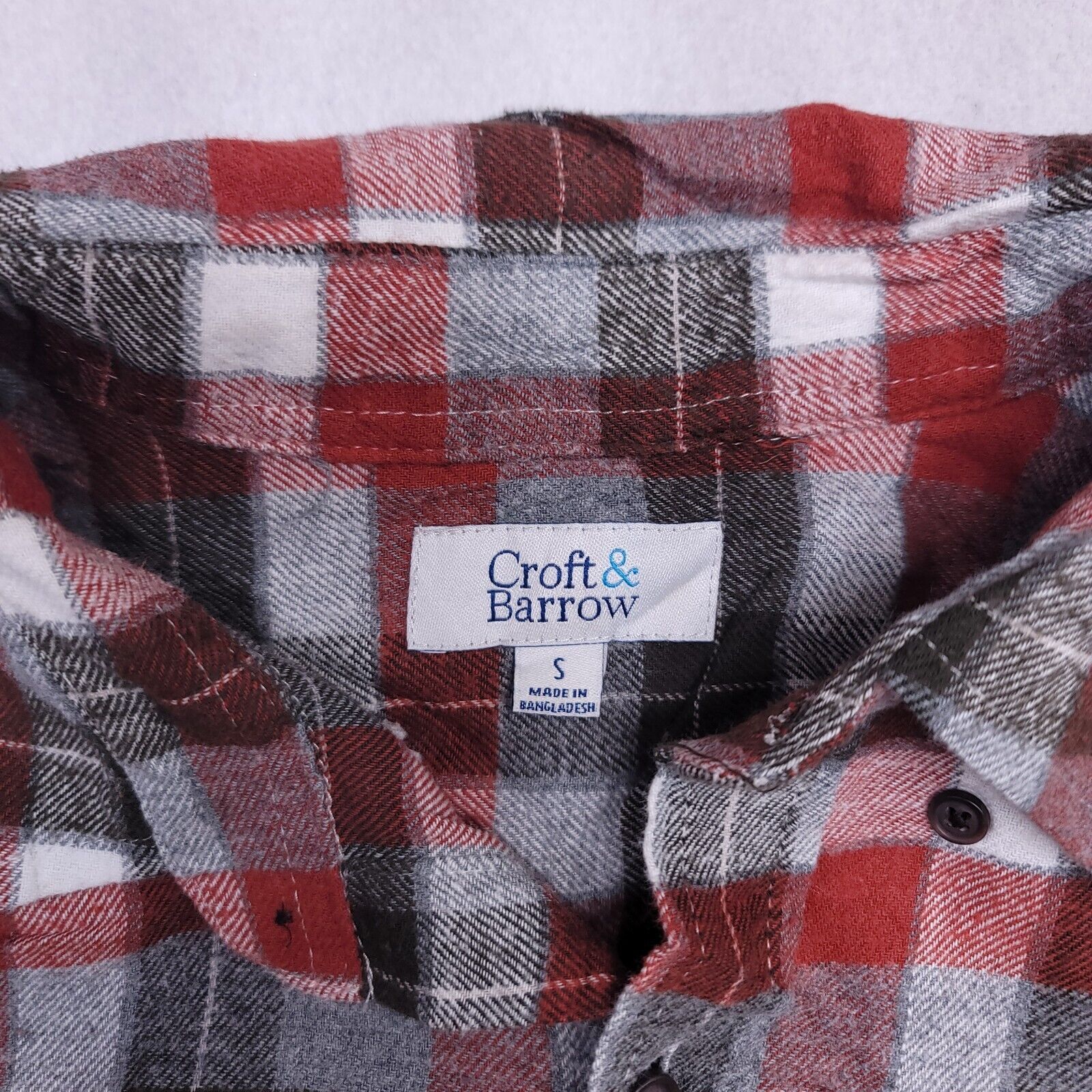 Croft & Barrow Croft & Barrow Gingham Flannel Shirt Mens Size S Gray Orange Size US S / EU 44-46 / 1 - 3 Thumbnail