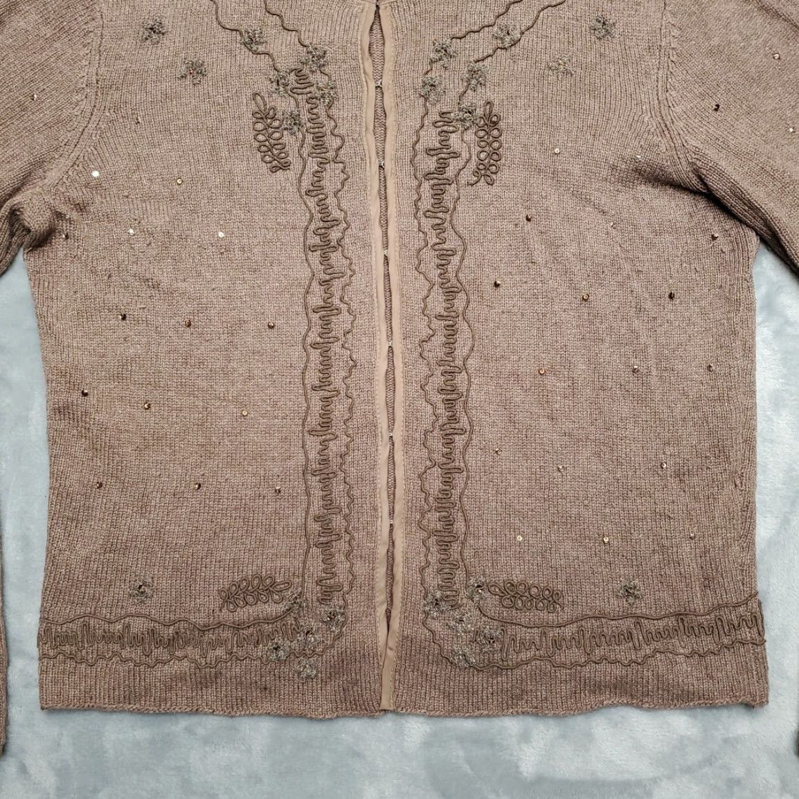Vintage VINTAGE Putumayo Sweater Womens M Brown Silk Blend Cropped Embroidered Cardigan Size M / US 6-8 / IT 42-44 - 2 Thumbnail