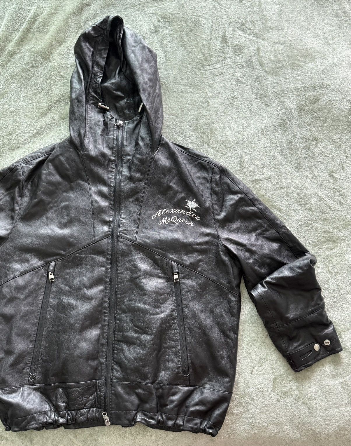 Alexander McQueen Alexander McQueen Leather Hooded Jacket Rare Size US L / EU 52-54 / 3 - 9 Thumbnail