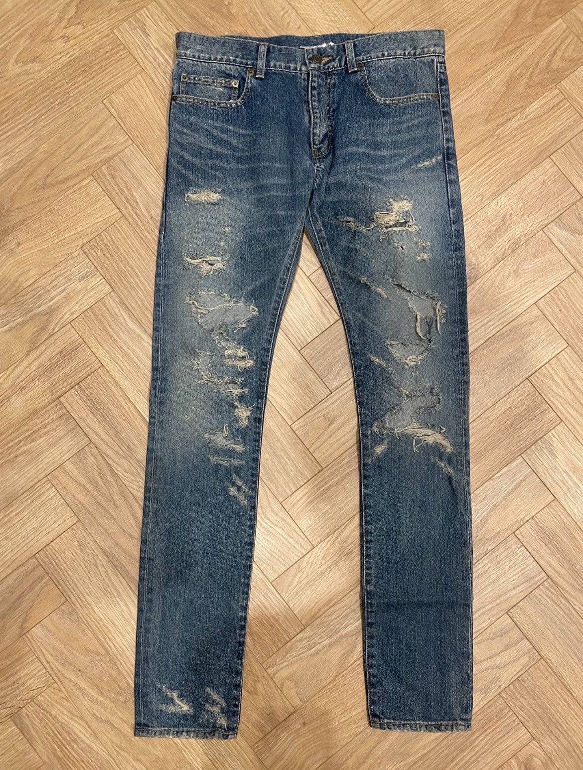 Hedi Slimane × Saint Laurent Paris 13FW D02 Little Crash Jeans sz31 & 32 Size US 32 / EU 48 - 2 Thumbnail