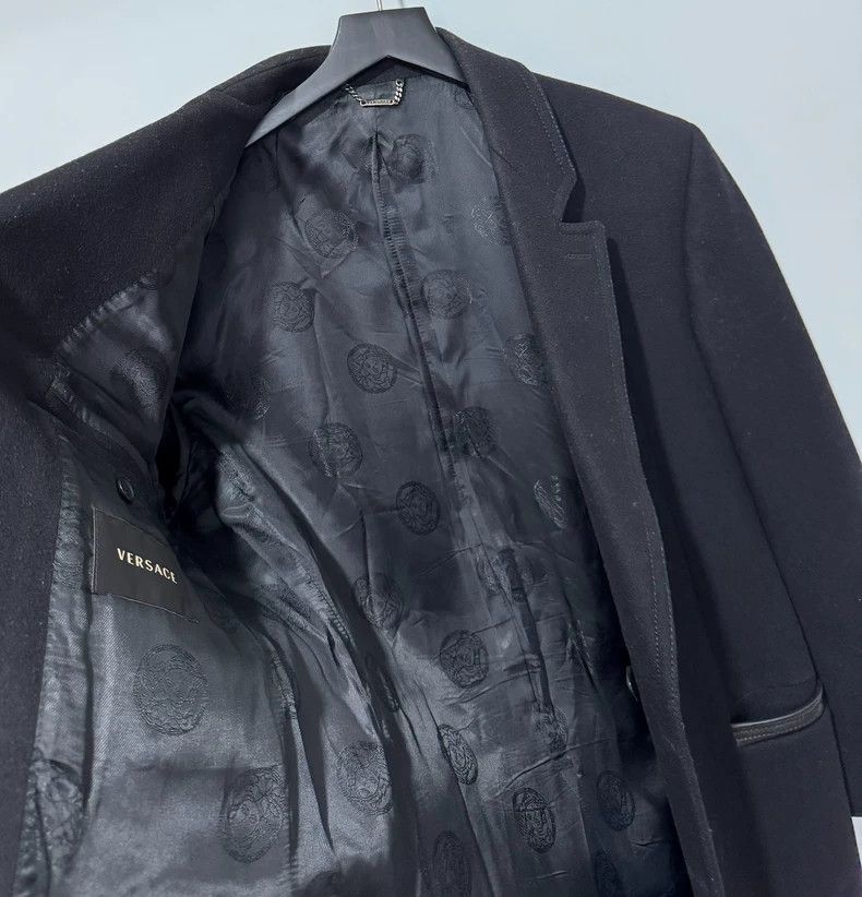 Versace Versace Leather double-breasted wool coat coat Size US S / EU 44-46 / 1 - 4 Thumbnail