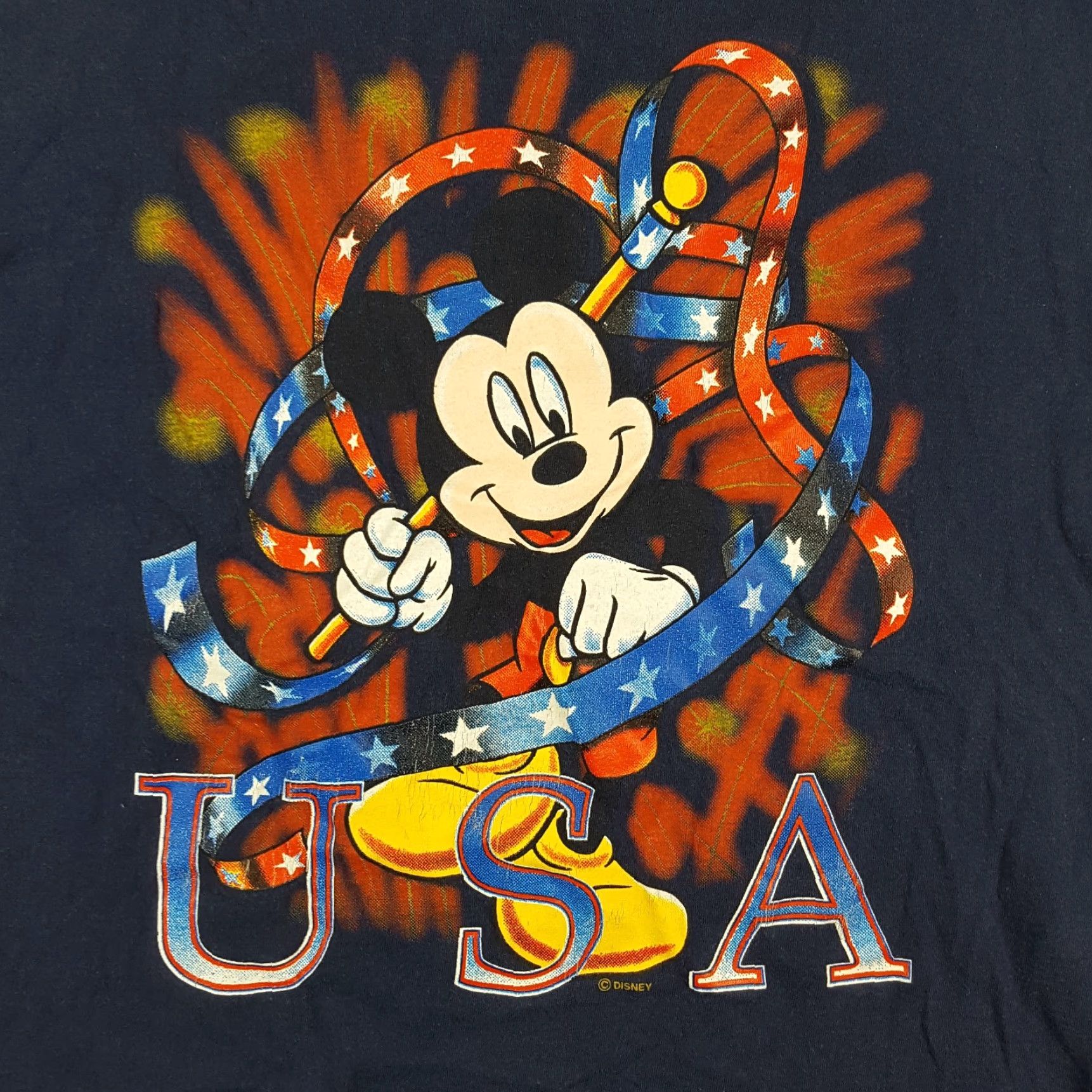 Mickey Unlimited VINTAGE Mickey Mouse T-Shirt, Y2K 4th of July Patriotic USA, Size L, Blue, Cartoon, Mens Size US L / EU 52-54 / 3 - 2 Thumbnail