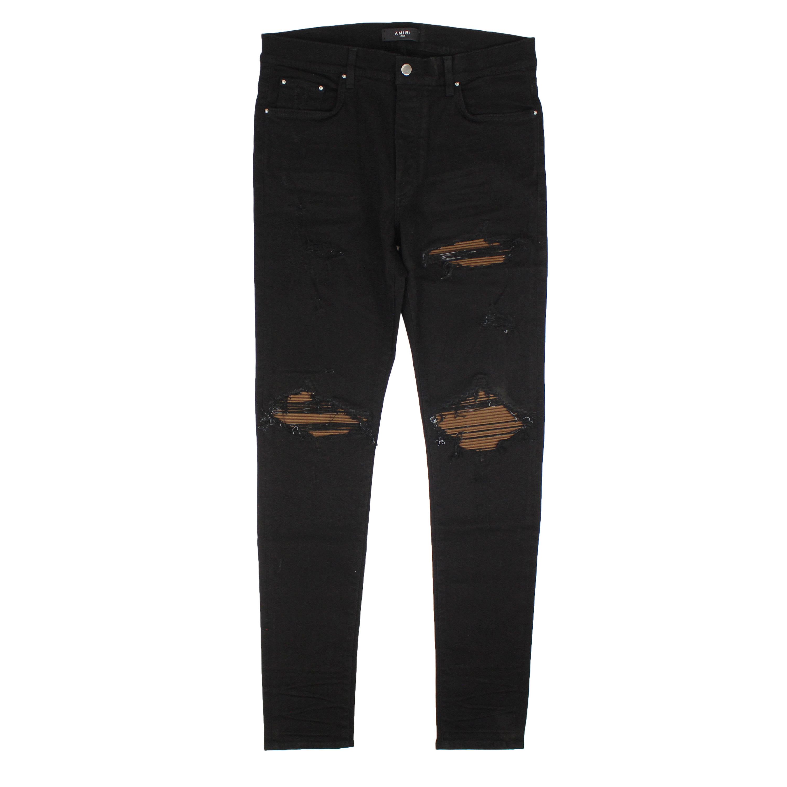 image of Amiri Mx1 Ultra Suede Black Od Straight-Fit Jeans Size 30, Men's