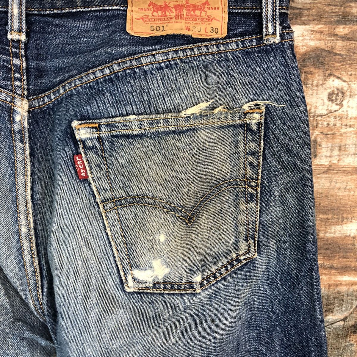 Levi's 501 Levis Blue Distressed ripped Denim Pants #A1443 Size US 30 / EU 46 - 18 Thumbnail