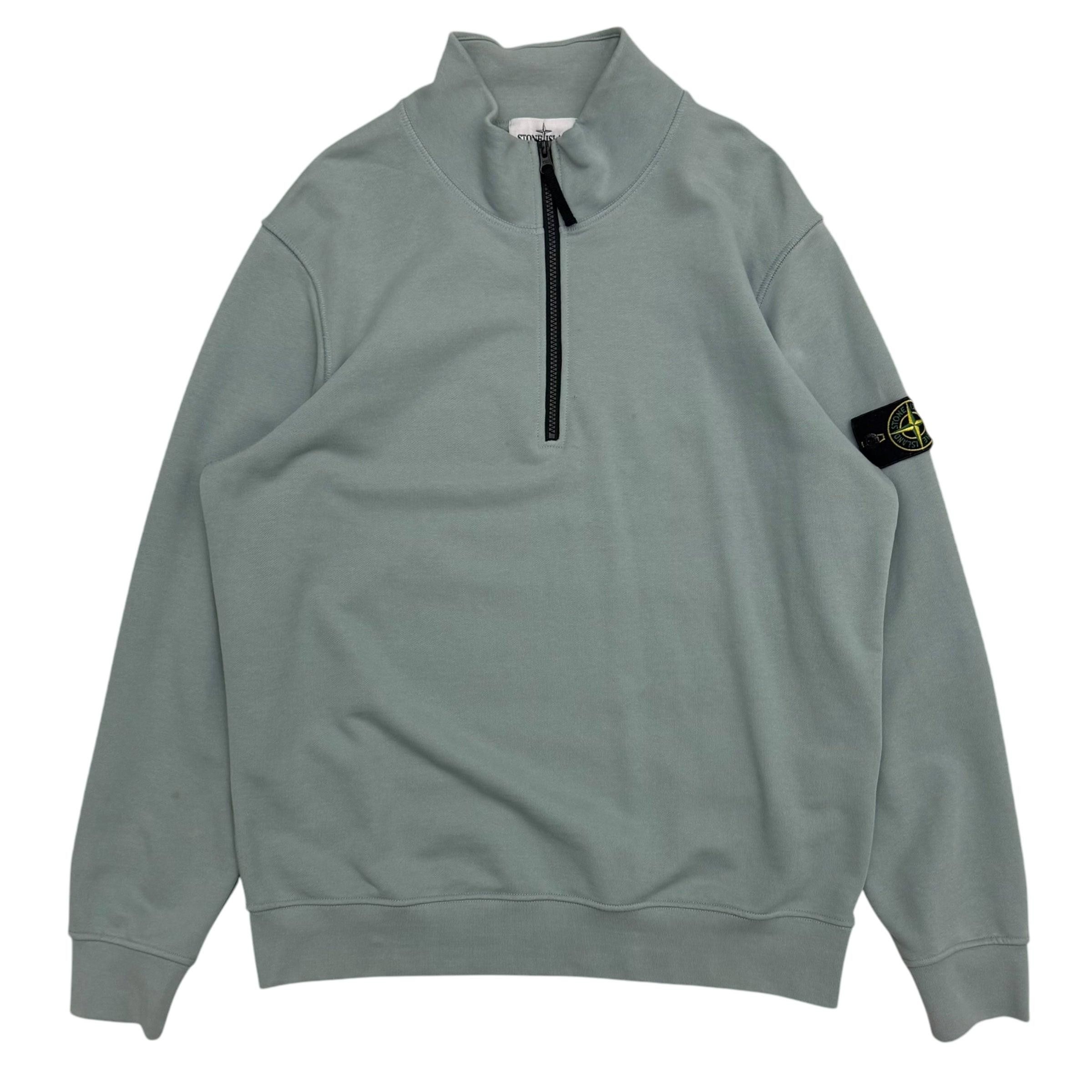 Stone Island Garment-Dyed Quarter-Zip Sweatshirt Light Blue