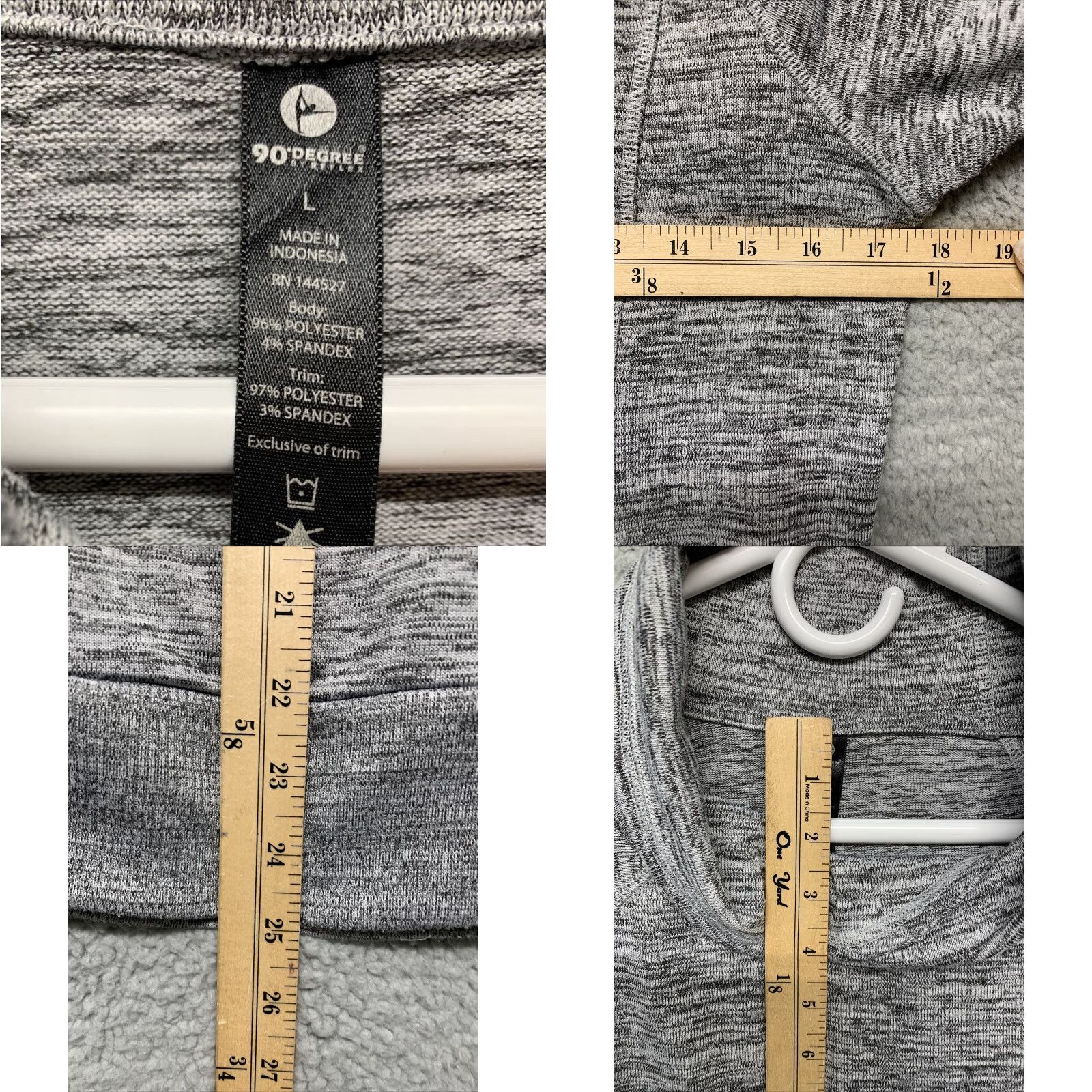Vintage 90 Degrees Women’s Sz L Pullover Sweatshirt Heather Gray Thumb Holes 2 Pockets Casual Mens? Size L / US 10 / IT 46 - 8 Thumbnail