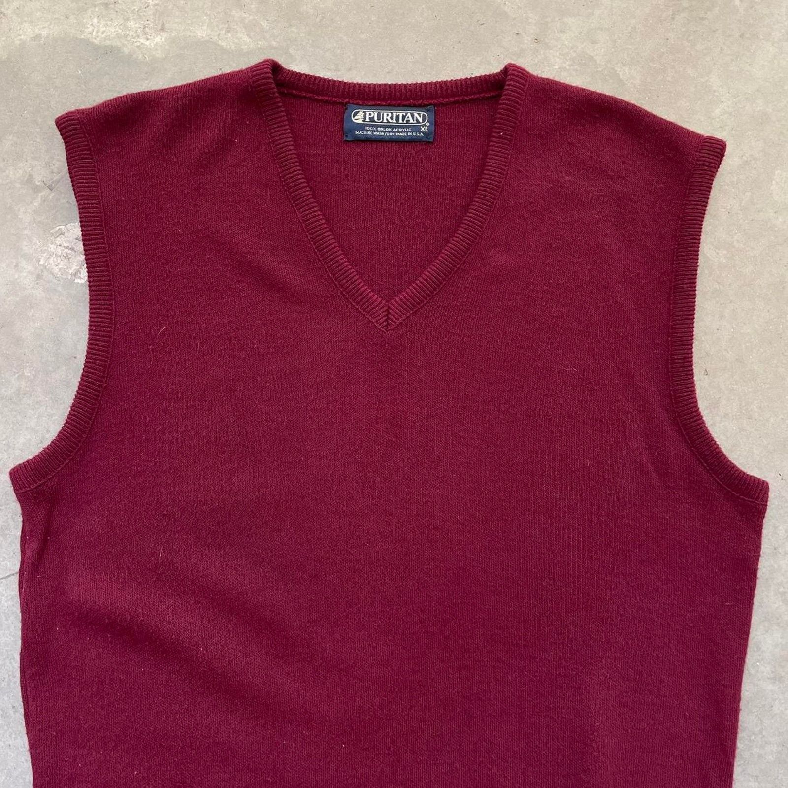Vintage Vintage Puritan Burgundy Sweater Vest Size US XL / EU 56 / 4 - 2 Thumbnail