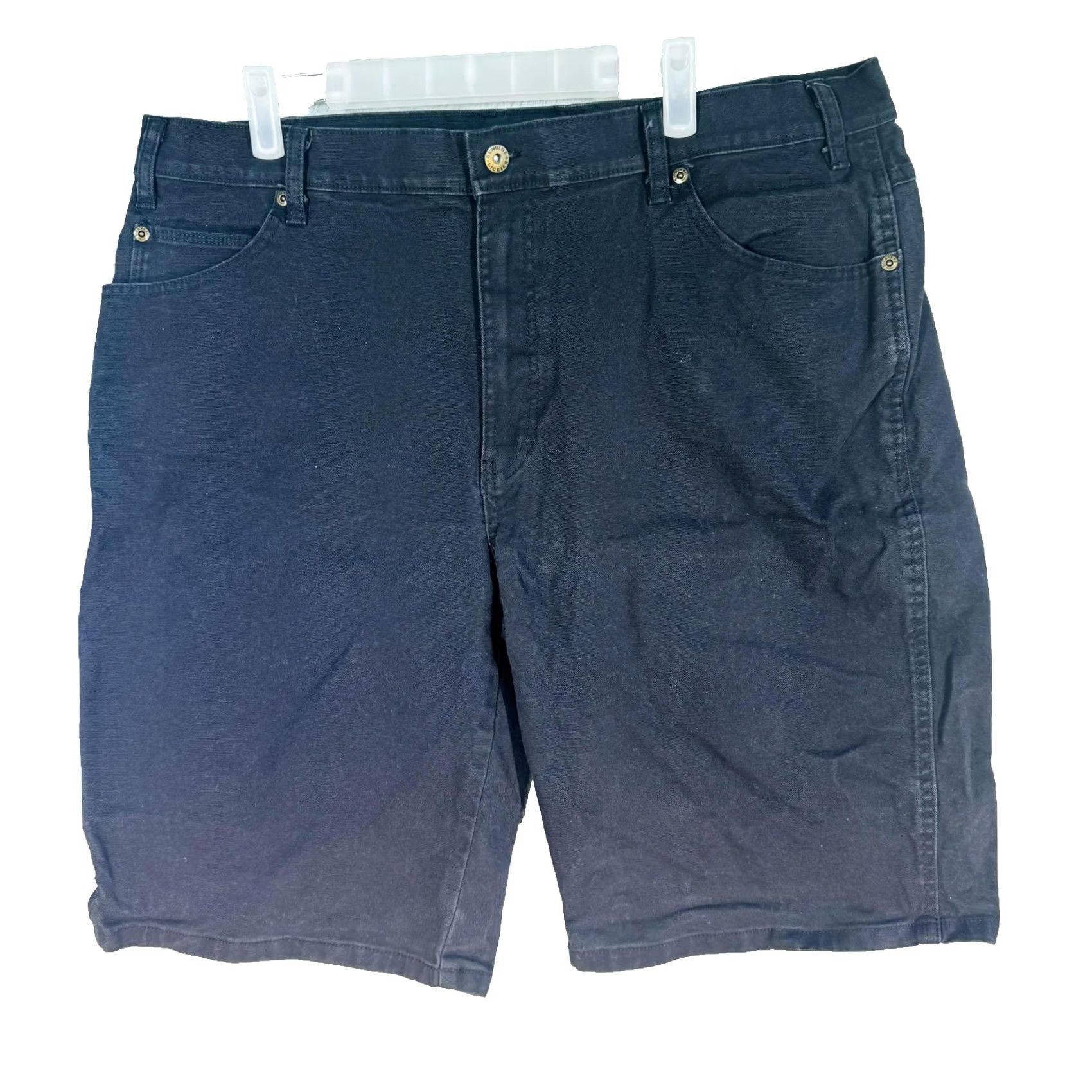 Dickies Dickies Cargo Shorts Mens 38 Black Denim Stretch Relaxed Fit 12 Inseam Pockets Zip Fly Flat Front Cargo Pocket Casual Workwear USA 90s Boys Mens Size US 38 / EU 54 - 5 Thumbnail