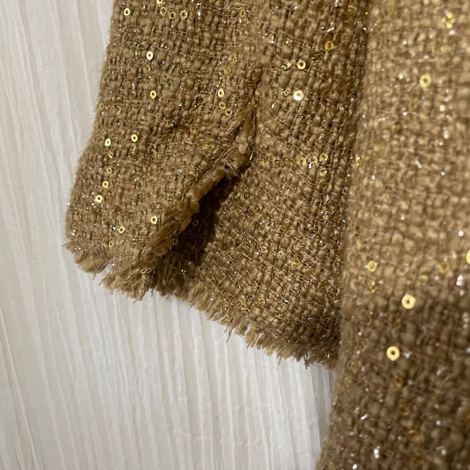 Other Investments Gold Sequin Blazer Jacket Fringe Trim New 10 Size L / US 10 / IT 46 - 5 Thumbnail