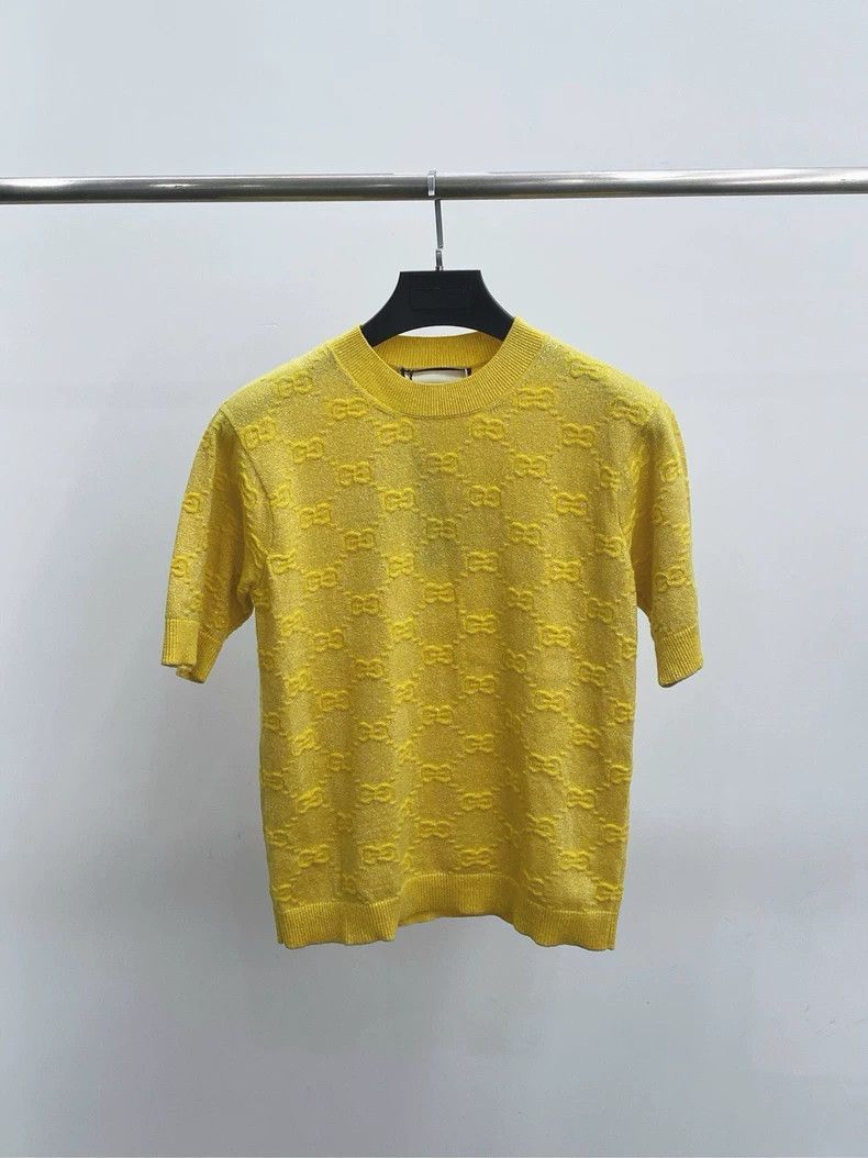 Gucci Gucci Yellow Short Sleeve Knit Top-2506 Size US XS / EU 42 / 0 - 1 Thumbnail