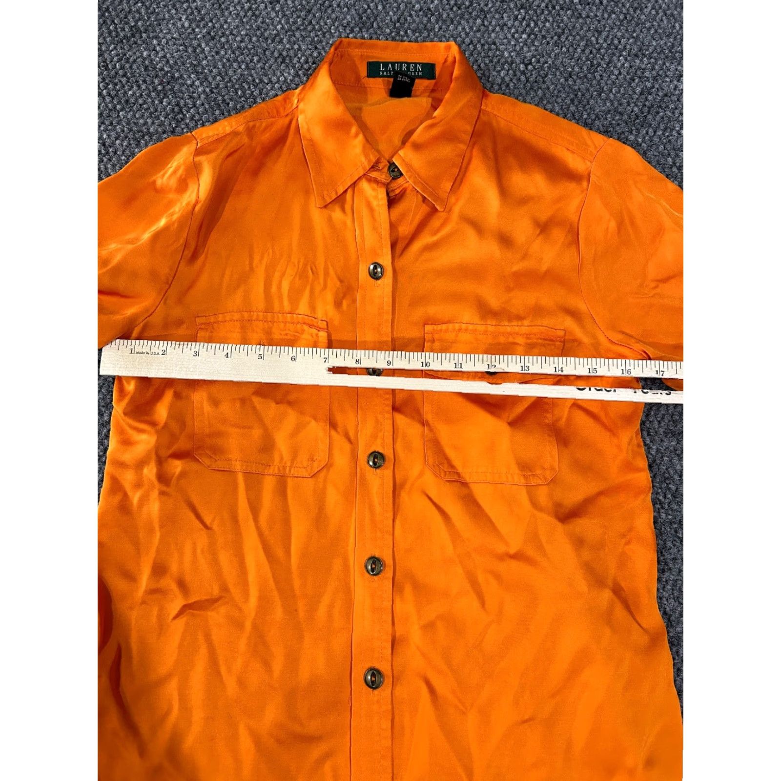 Ralph Lauren Lauren Ralph Lauren Shirt Dress Womens 2 Orange Button Front Long Sleeve Classic Satin Knee Length Vintage No Size XS / US 0-2 / IT 36-38 - 3 Thumbnail