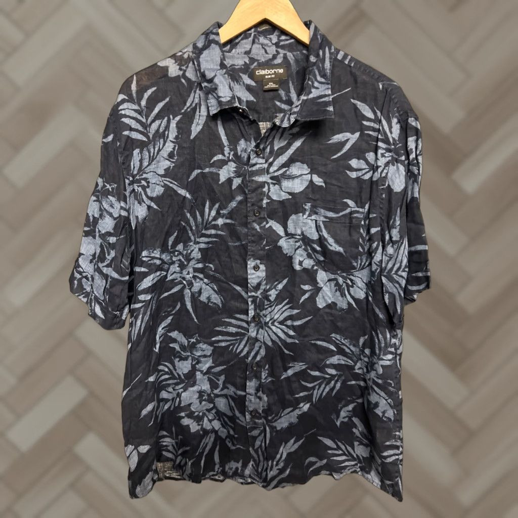 Vintage VINTAGE Claiborne Linen Hawaiian Button-Down Floral Multi Blue Shirt Mens Size L Size US L / EU 52-54 / 3 - 1 Thumbnail