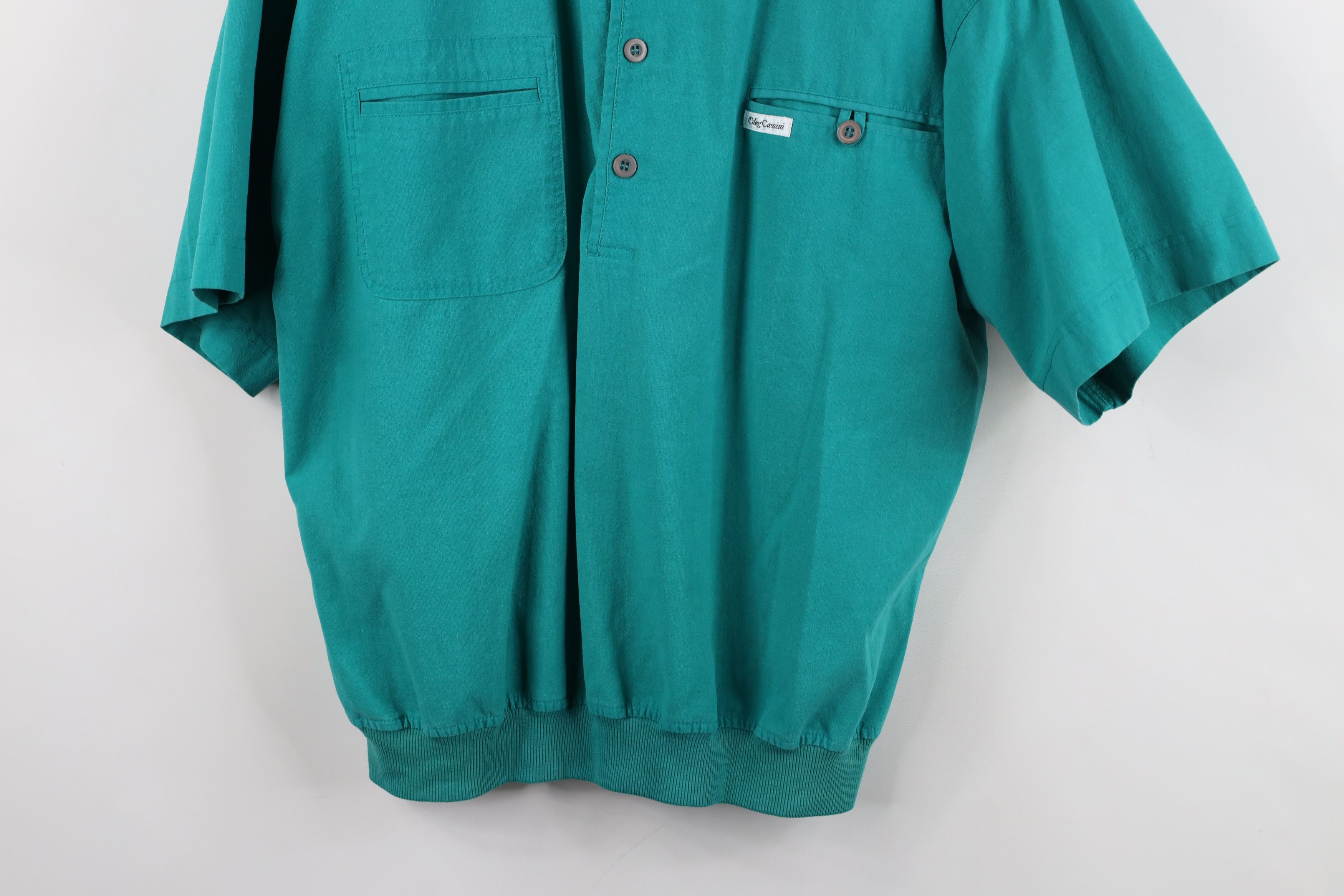 Oleg Cassini Vintage 70s 80s Oleg Cassini Spell Pullover Polo Shirt Teal Size US L / EU 52-54 / 3 - 3 Thumbnail