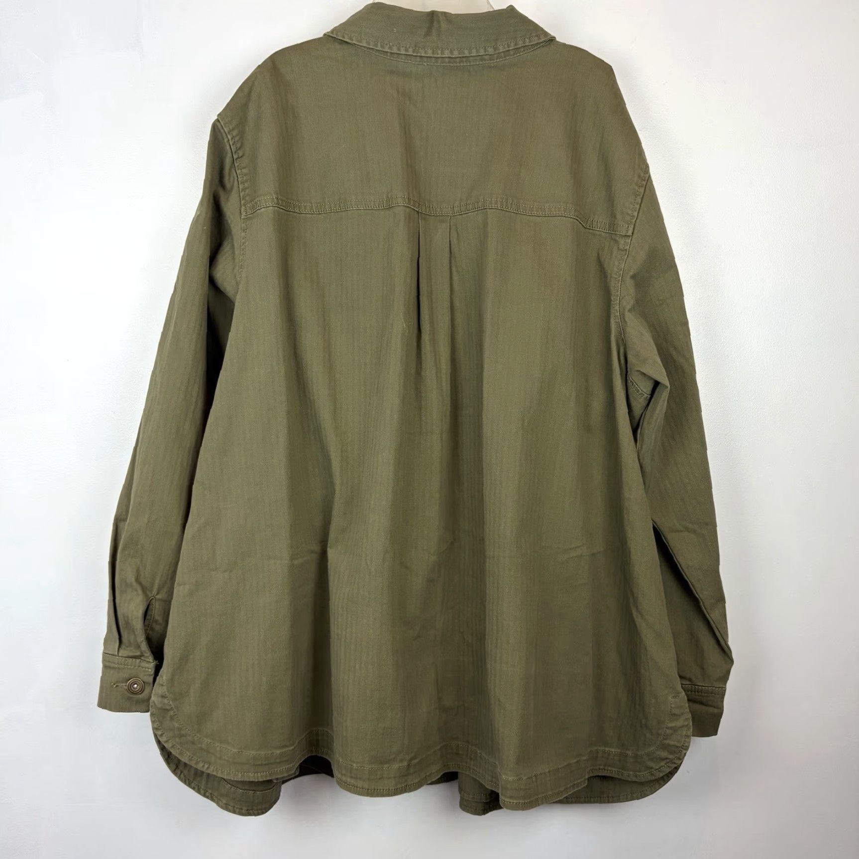 CO D&Co Jacket Womens 3X Green Denim Button Canvas Casual Full Button Size XXL / US 16-18 / IT 52-54 - 2 Thumbnail