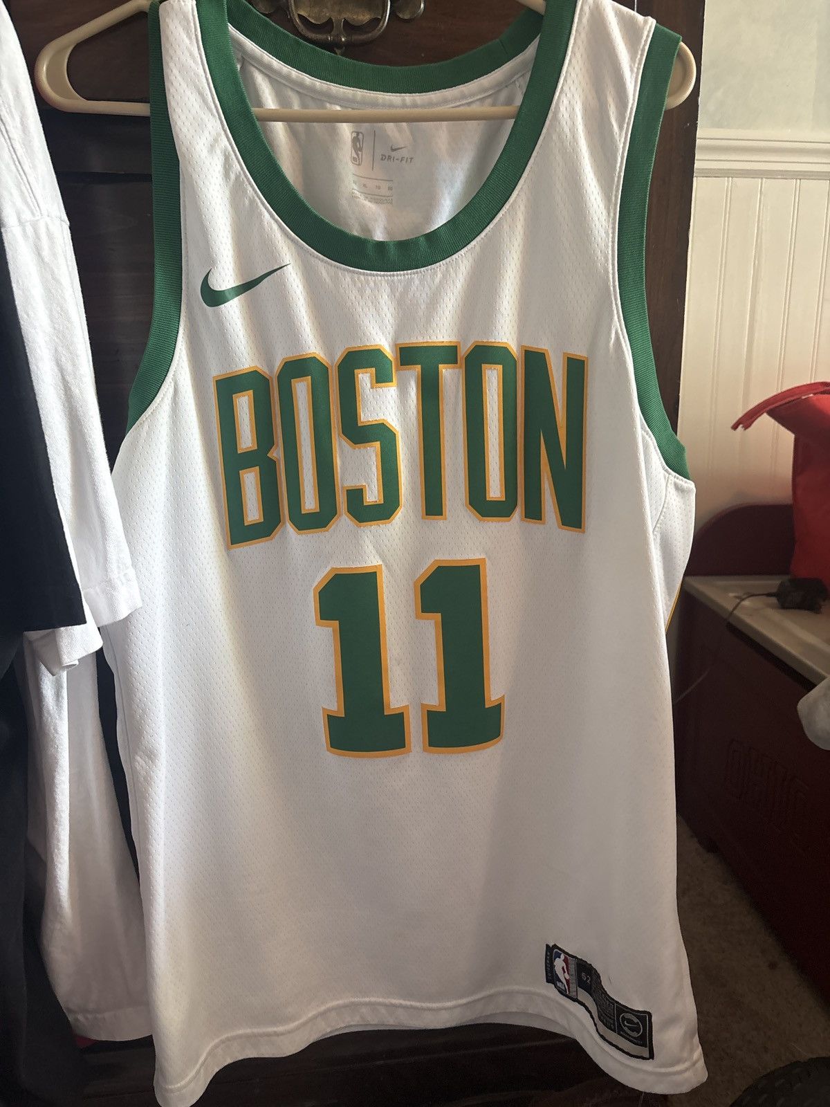 NBA × Nike KYRIE IRVING BOSTON CELTICS CITY JERSEY THROWBACK AUTHENTIC Size US XL / EU 56 / 4 - 1 Thumbnail
