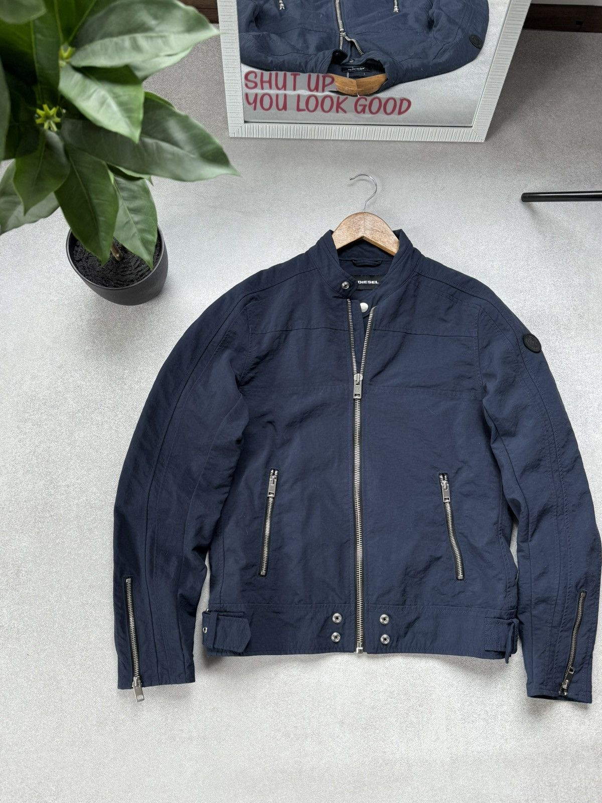 Diesel Diesel Moto Biker Jacket Y2K Blue Rare Mens Nylon Zip Pocket Size US M / EU 48-50 / 2 - 3 Thumbnail