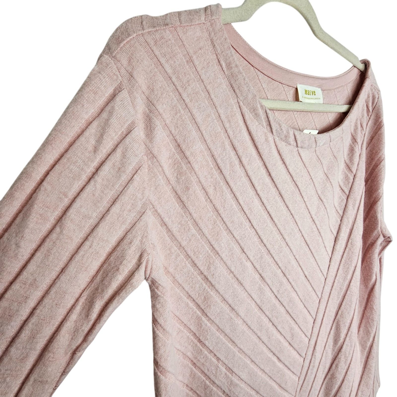 Anthropologie Maeve Anthropologe Ribbed Pullover Sweater M Pink Minimalist Size M / US 6-8 / IT 42-44 - 5 Thumbnail