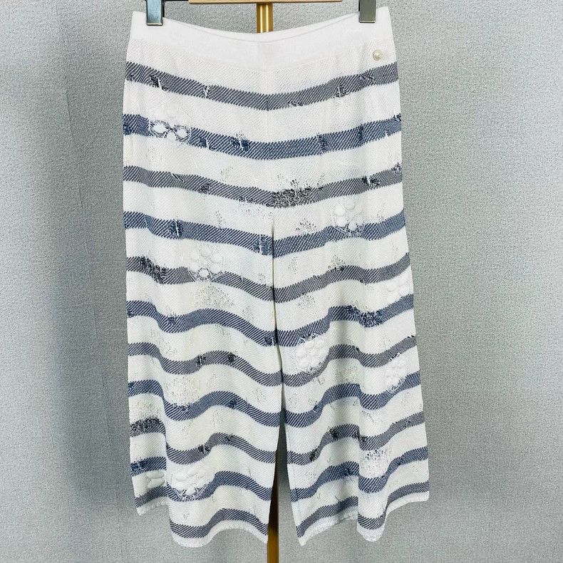 Chanel Chanel Camellia Stripe Wide-Leg Pants Size US 38 / EU 54 - 1 Thumbnail