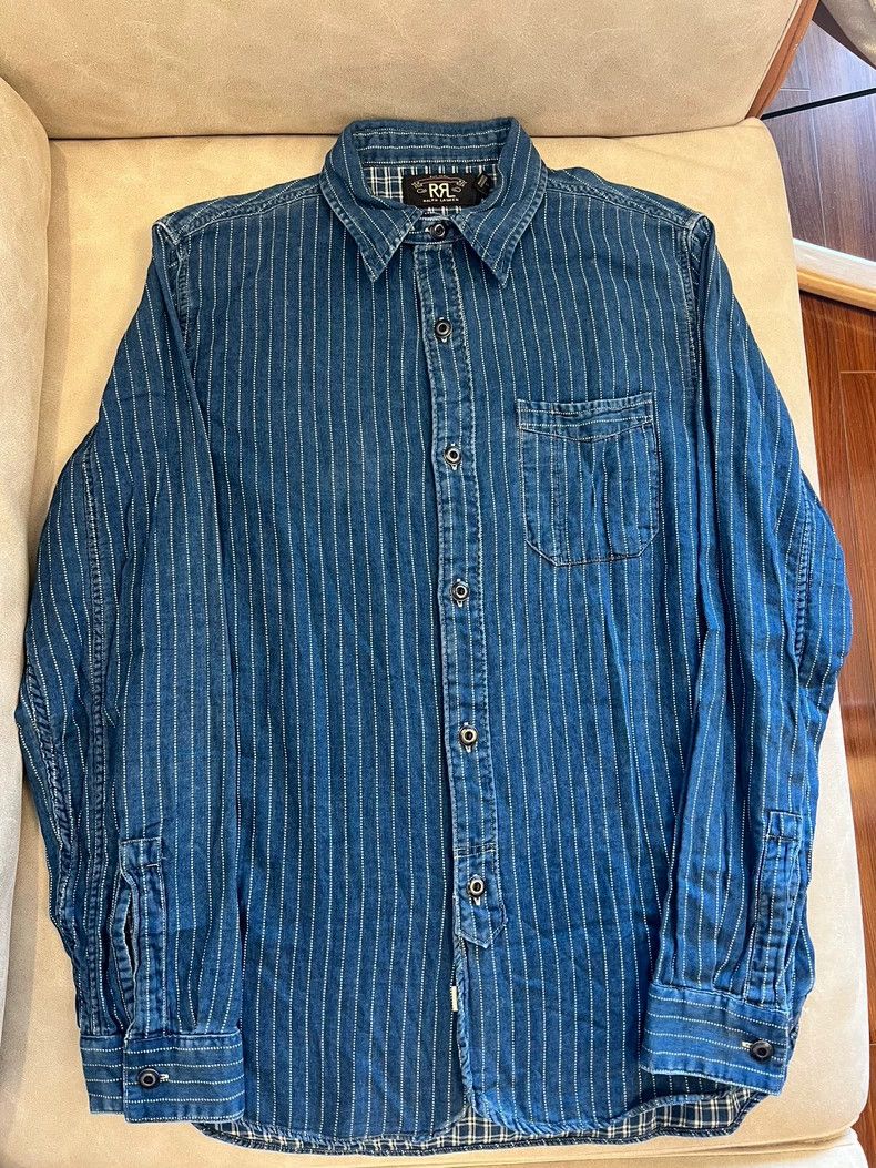 RRL Ralph Lauren RRL Ralph Lauren Railway Blue Wabash Shirt Size US S / EU 44-46 / 1 - 1 Thumbnail