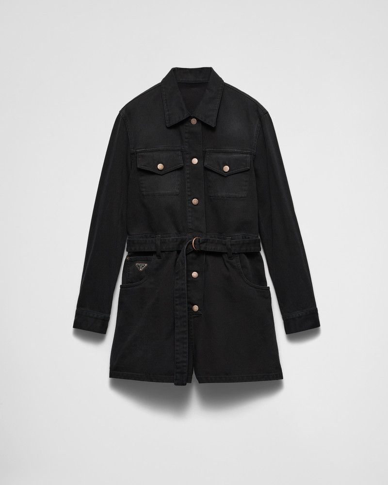 o1srvl11e0226 Short Denim Jumpsuit in Black