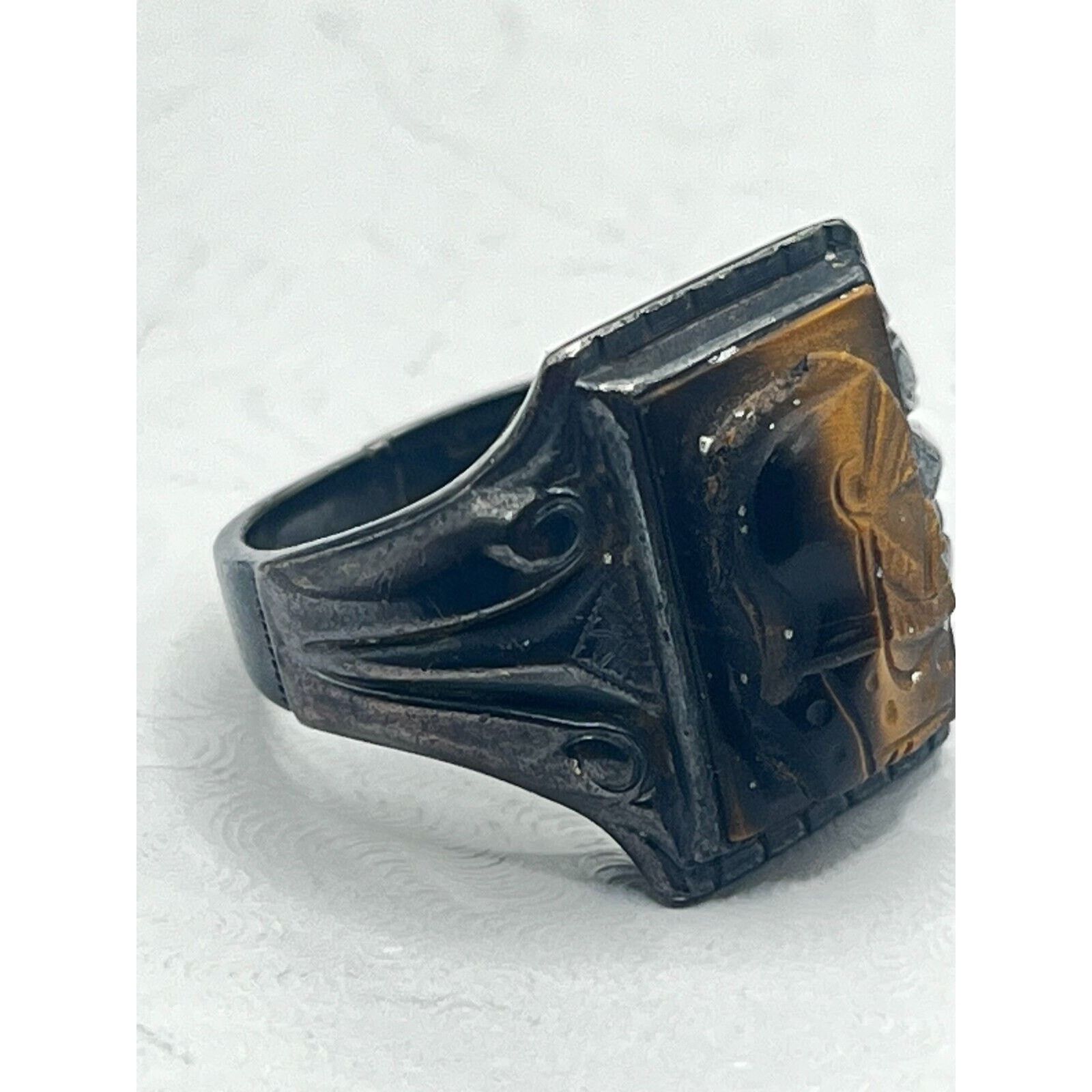 Other Antique Sterling10K Gold Hematite Intaglio Cameo Ring Size ONE SIZE - 2 Thumbnail