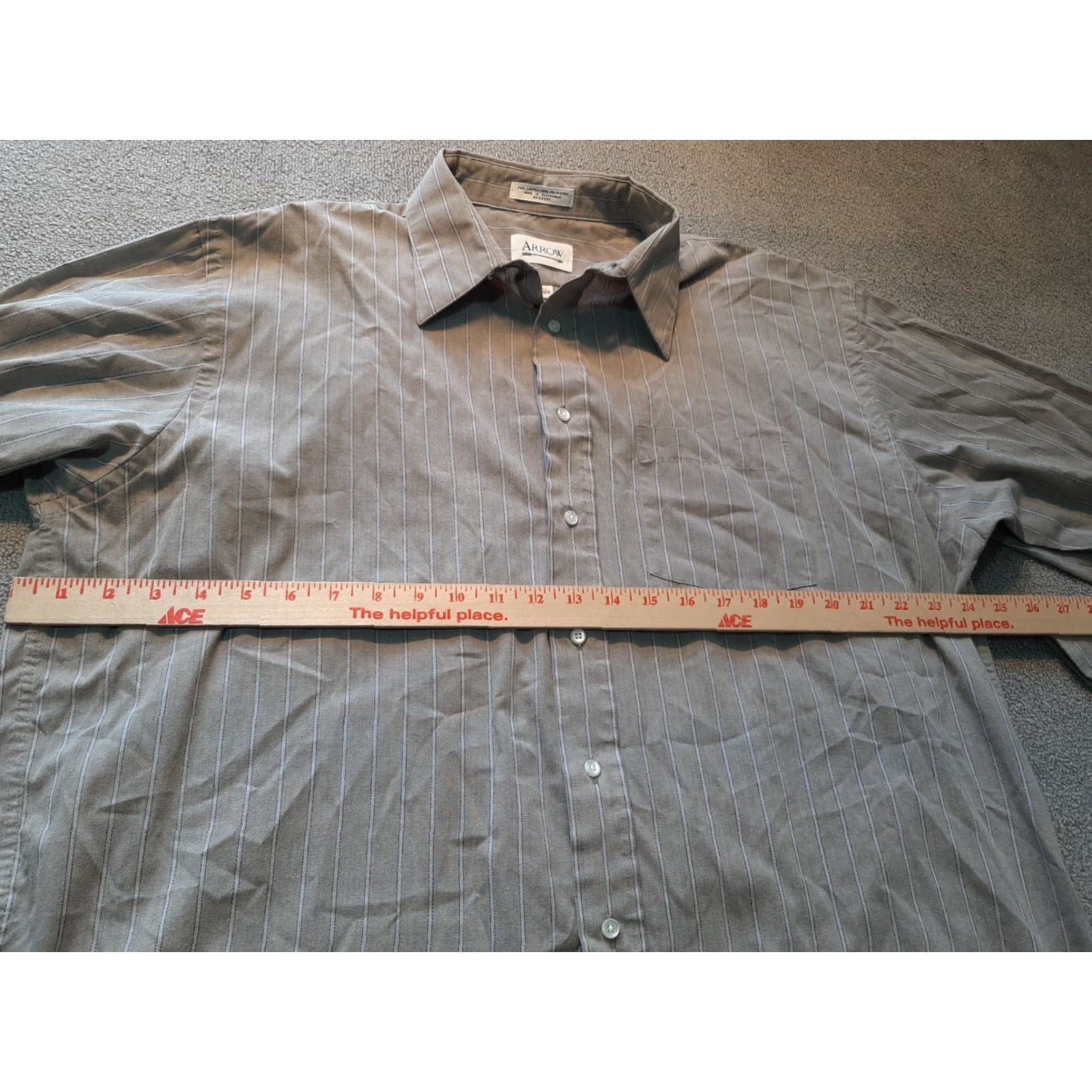 Arrow Arrow Mens Shirt Size 17.5 34/35 Long Sleeve Button Up Pinstriped Pocket Shirt Size US XXL / EU 58 / 5 - 4 Thumbnail