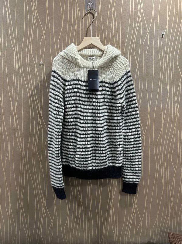 Yves Saint Laurent YSL White Wool Striped Sweater 0089 Size XS / US 0-2 / IT 36-38 - 1 Thumbnail