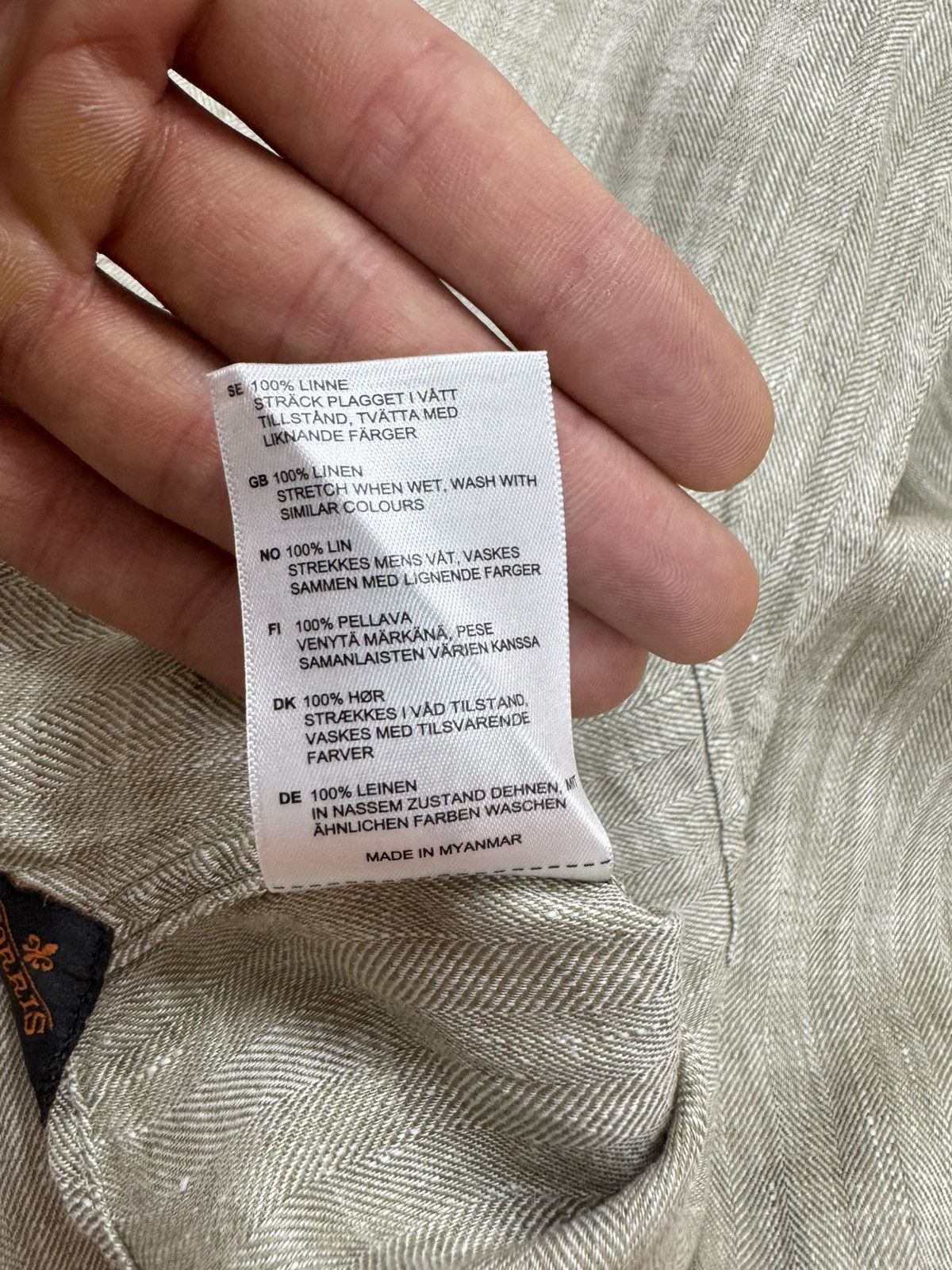 Morris MORRIS Pure Linen Shirt Herringbone Button Up Long Sleeve Size US L / EU 52-54 / 3 - 8 Thumbnail