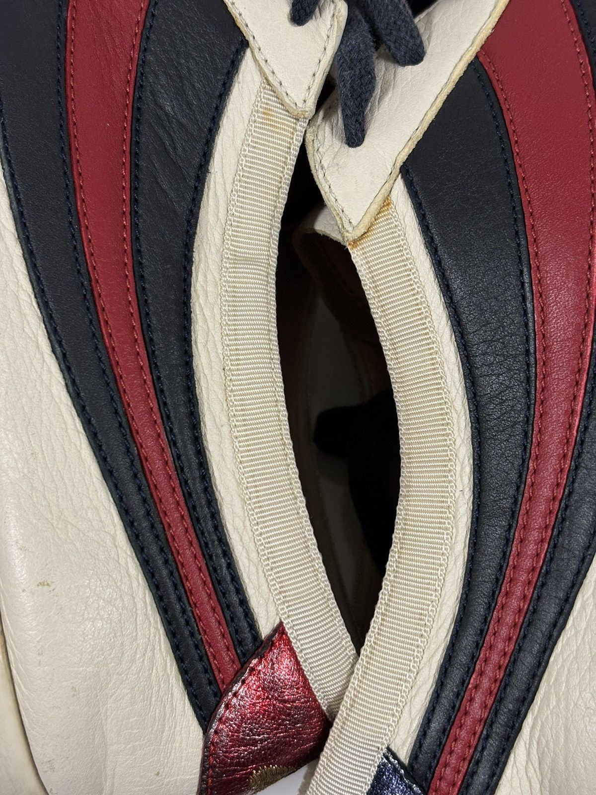 Designer × Gucci × Paolo Gucci FALACER Web Hebron Leather Stripe Low-Top Sneakers Trainers Size US 7.5 / EU 40-41 - 20 Thumbnail