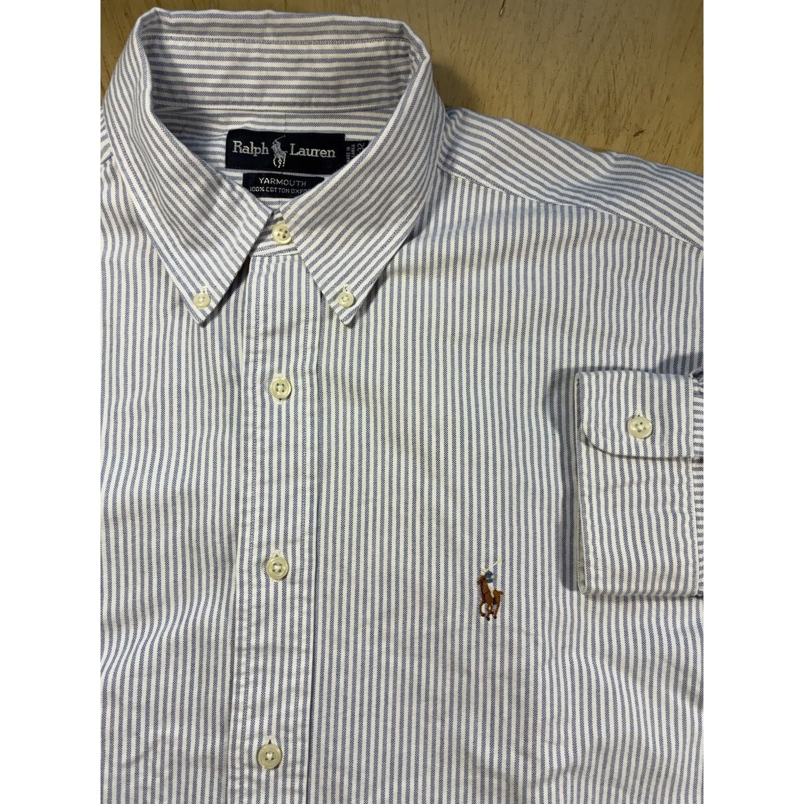 Polo Ralph Lauren VTG 90s Ralph Lauren Yarmouth Oxford Stripe Shirt Men 16.5 Size US L / EU 52-54 / 3 - 15 Thumbnail